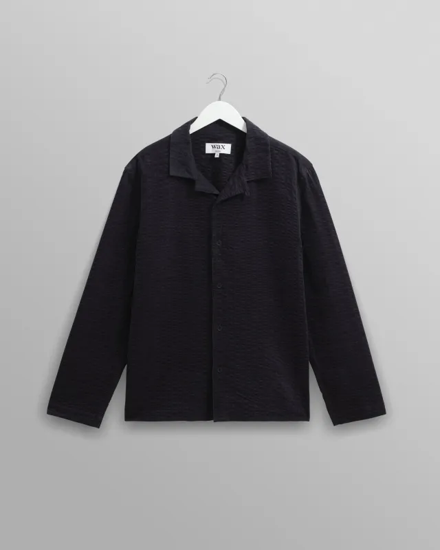 Corey - Navy Seersucker Corduroy Shirt made by Wax London