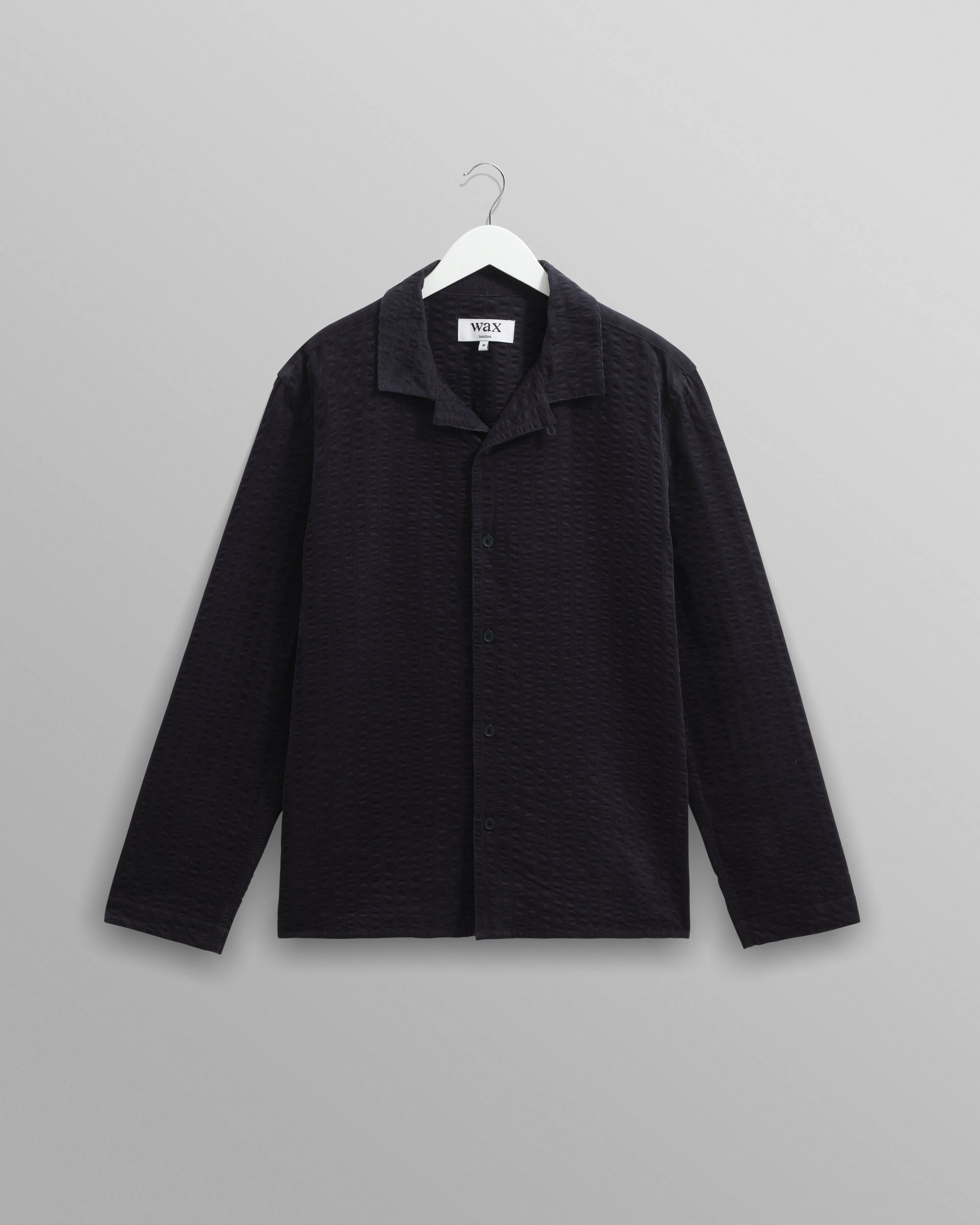 Corey - Navy Seersucker Corduroy Shirt sold by Wax London