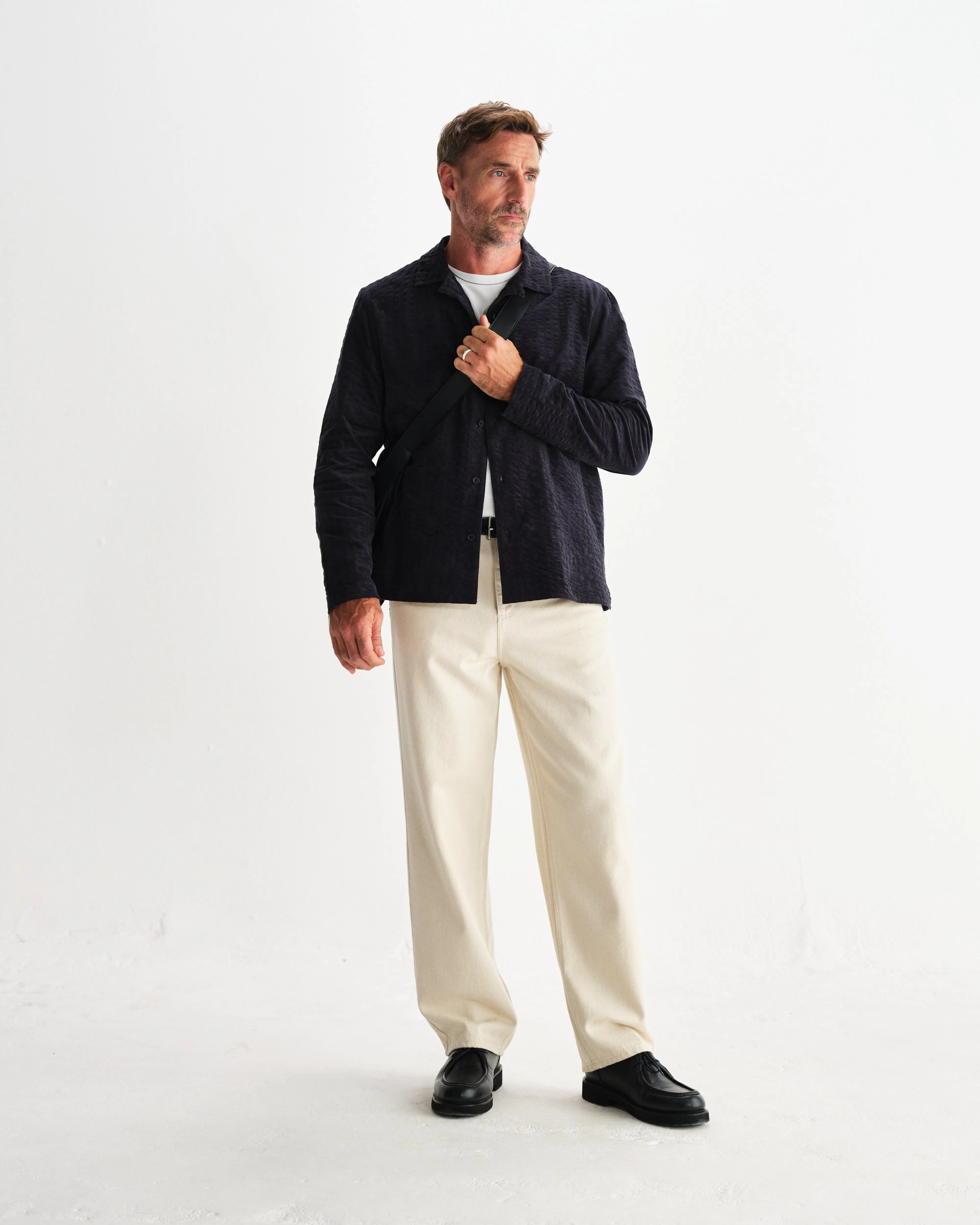 Corey - Navy Seersucker Corduroy Shirt sold by Wax London product image thumbnail 4