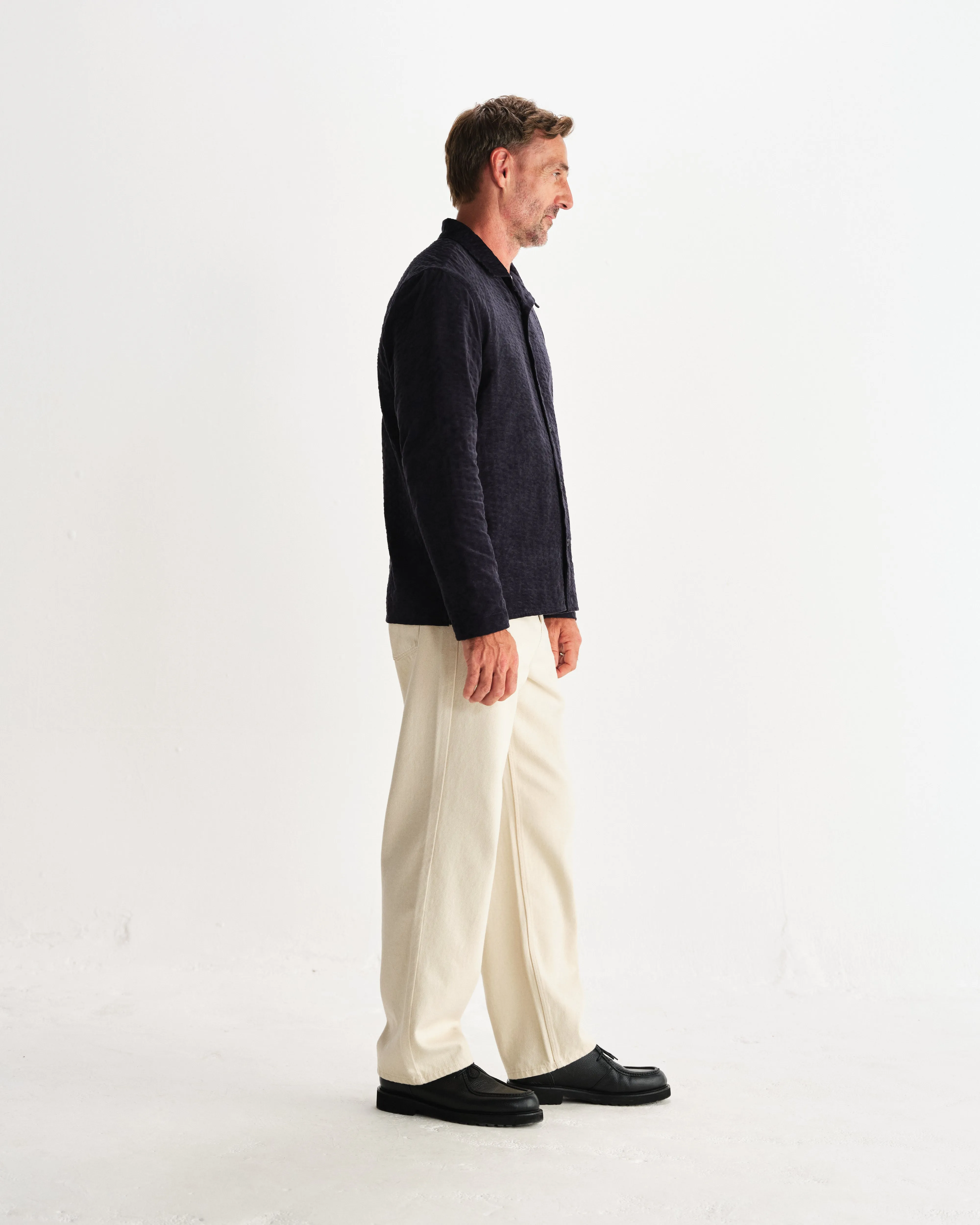 Corey - Navy Seersucker Corduroy Shirt sold by Wax London product image thumbnail 5