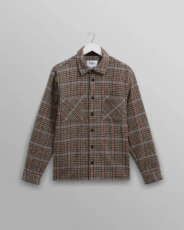 Whiting - Grey Houndstooth Wool Overshirt sold by Wax London