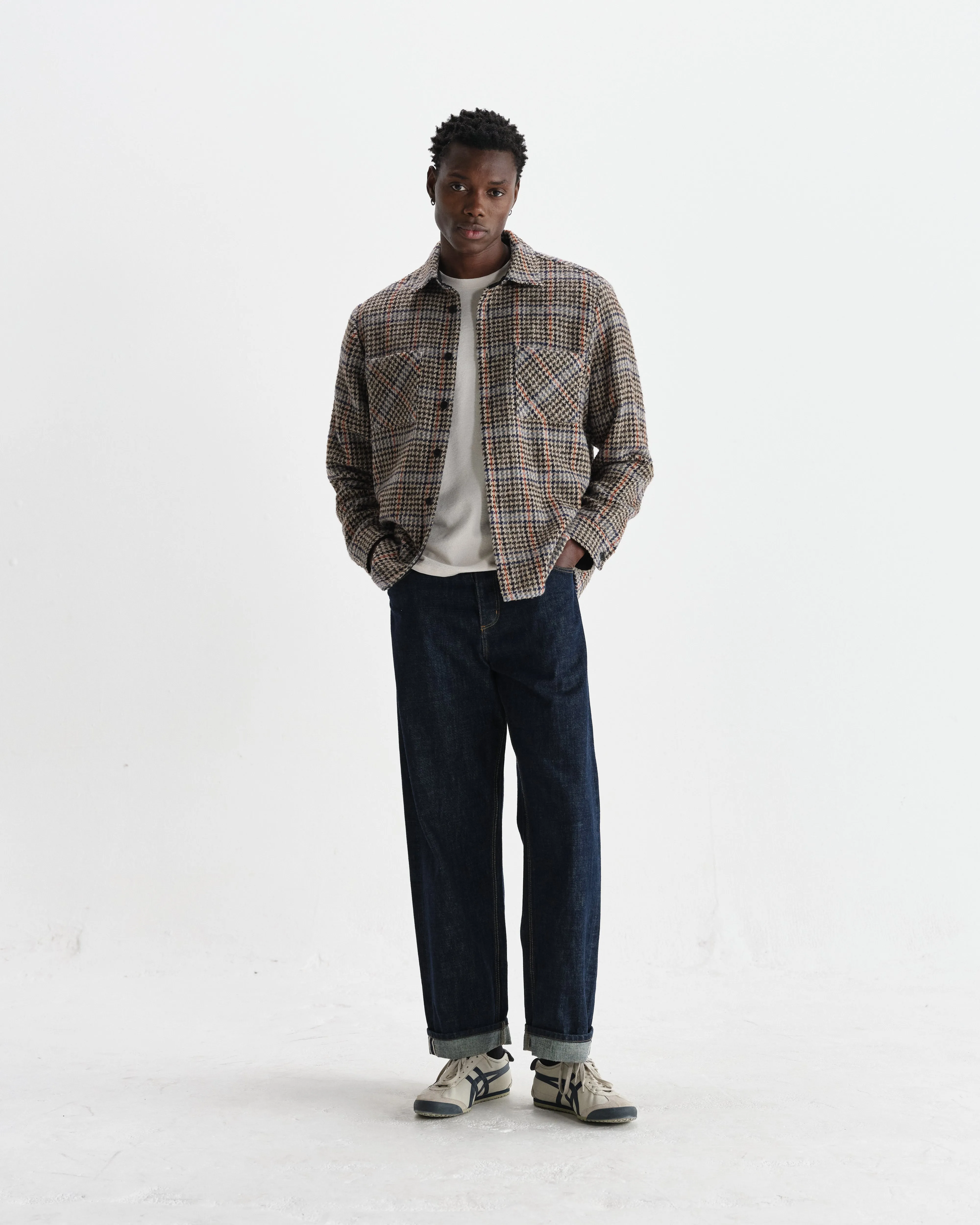 Whiting - Grey Houndstooth Wool Overshirt sold by Wax London product image thumbnail 4
