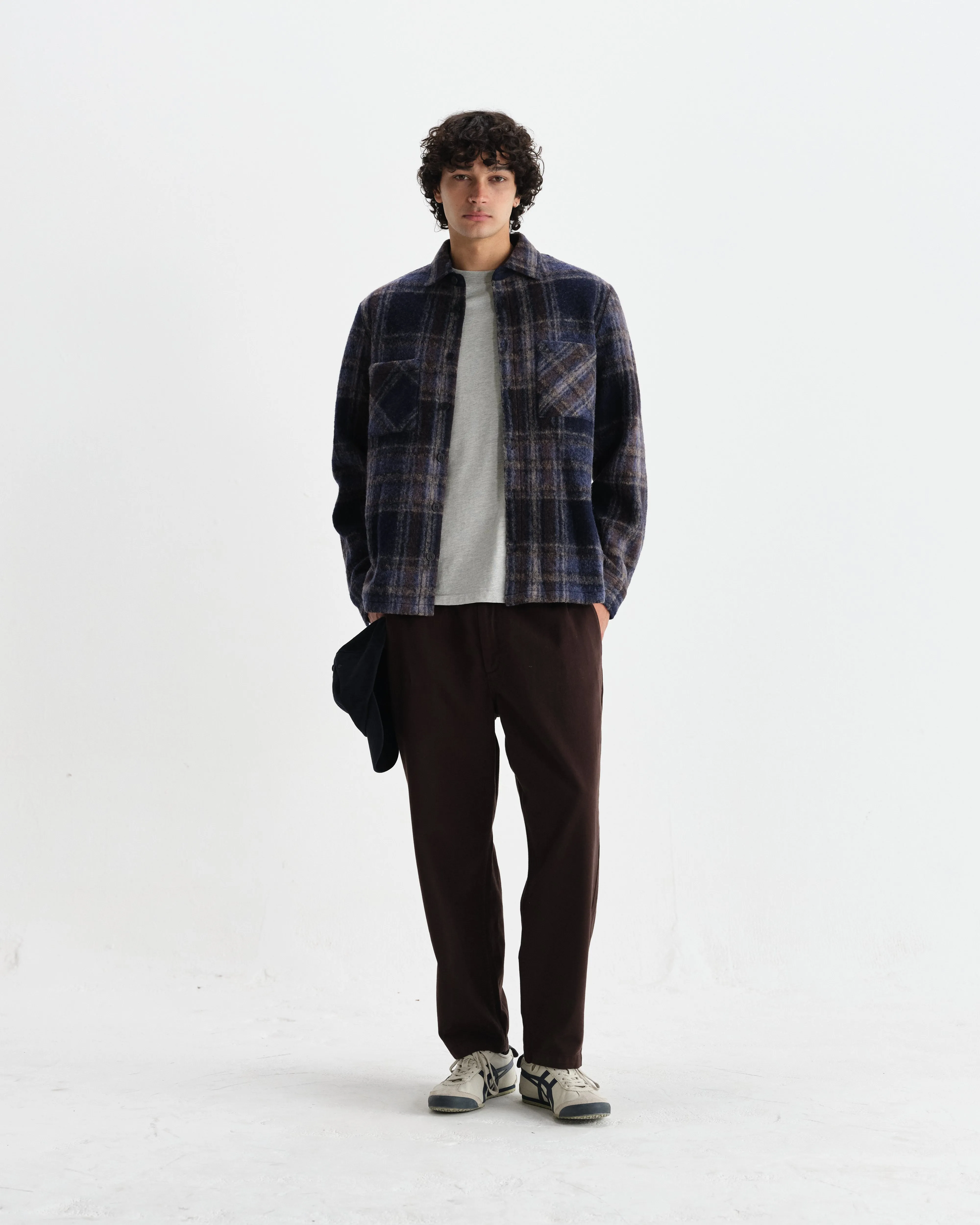 Whiting - Navy Wool Blend Check Overshirt sold by Wax London product image thumbnail 4