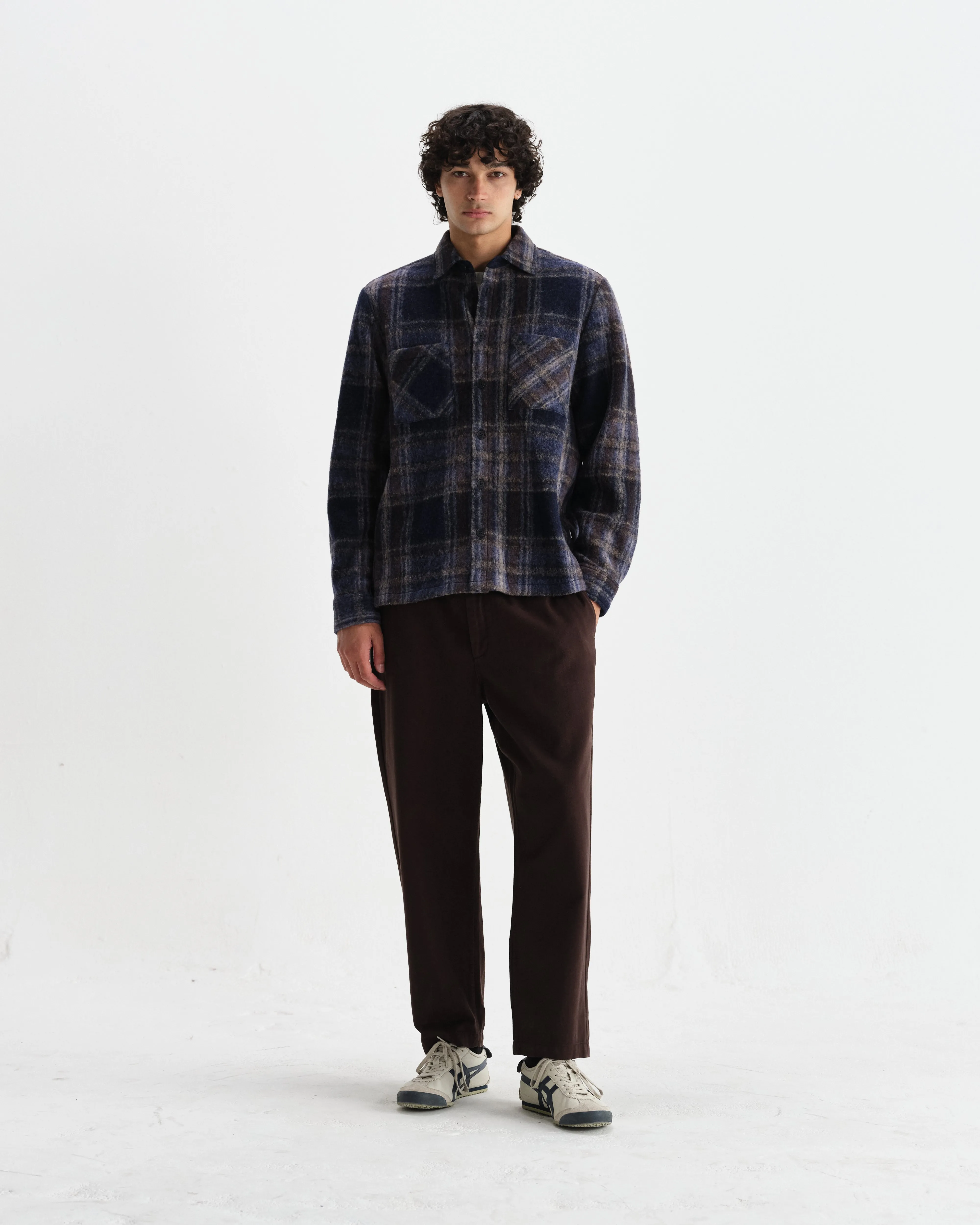 Whiting - Navy Wool Blend Check Overshirt sold by Wax London product image thumbnail 5