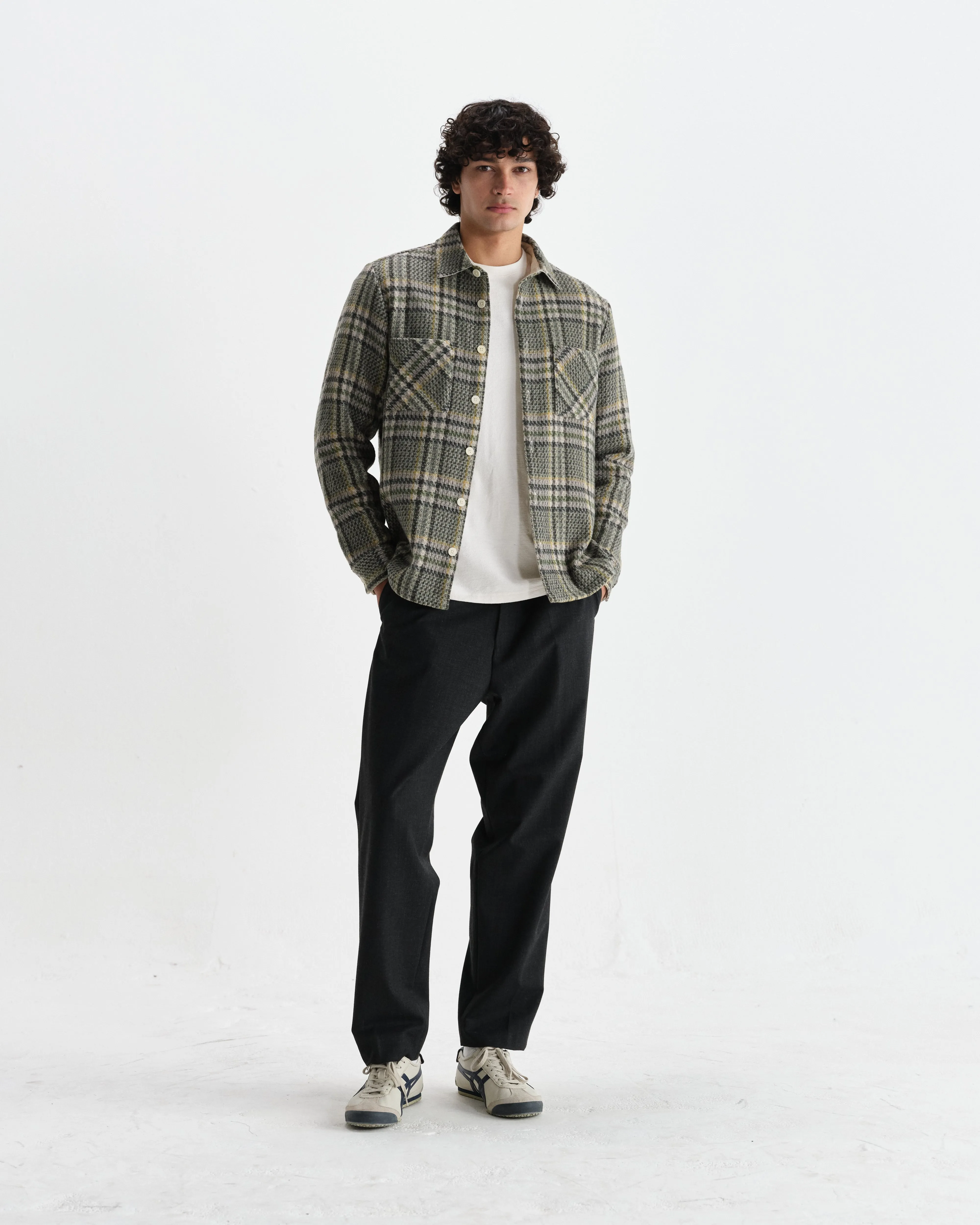 Whiting - Green Wool Check Overshirt sold by Wax London product image thumbnail 4