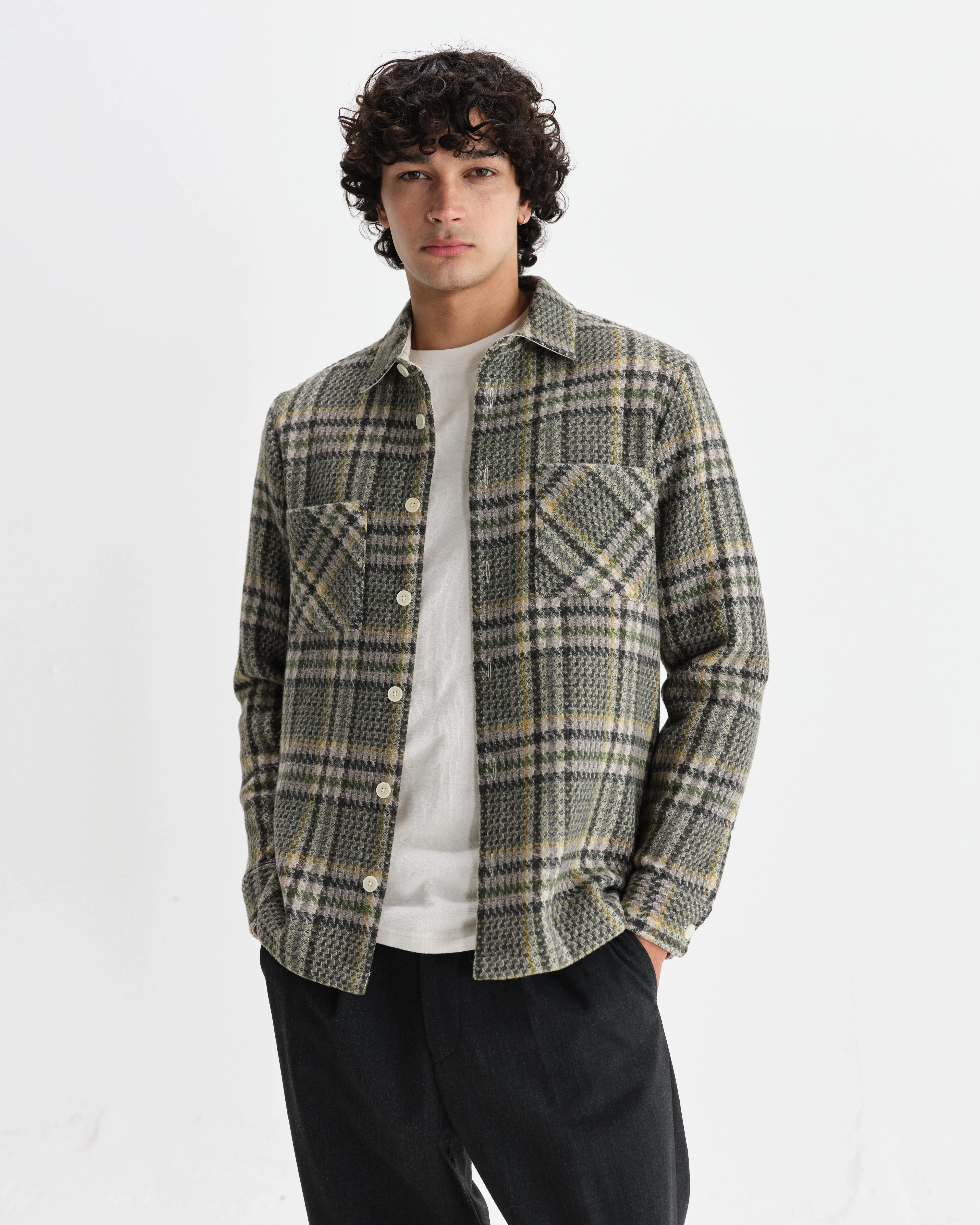 Whiting - Green Wool Check Overshirt sold by Wax London product image thumbnail 2