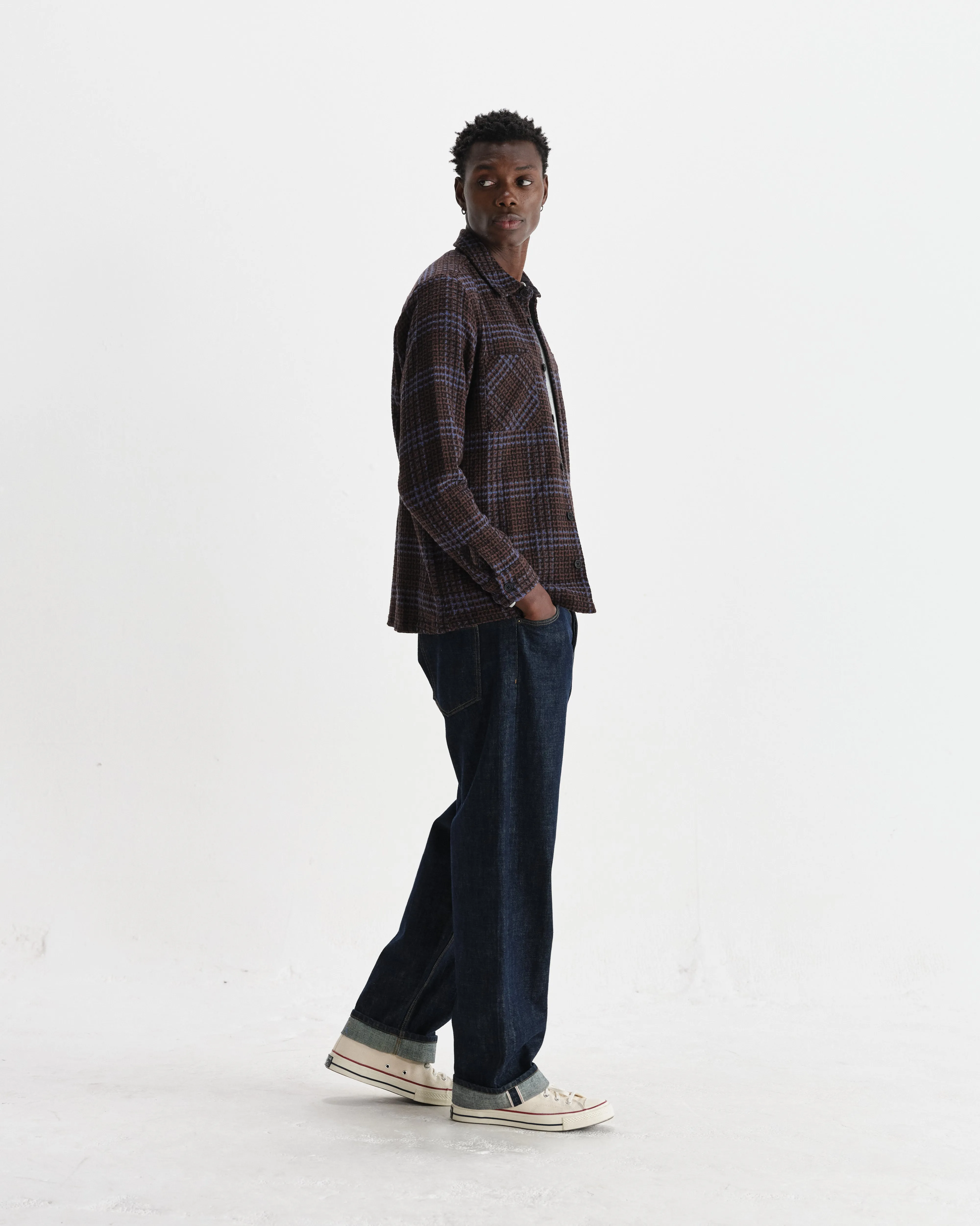 Whiting - Brown And Blue Skate Check Overshirt sold by Wax London product image thumbnail 5