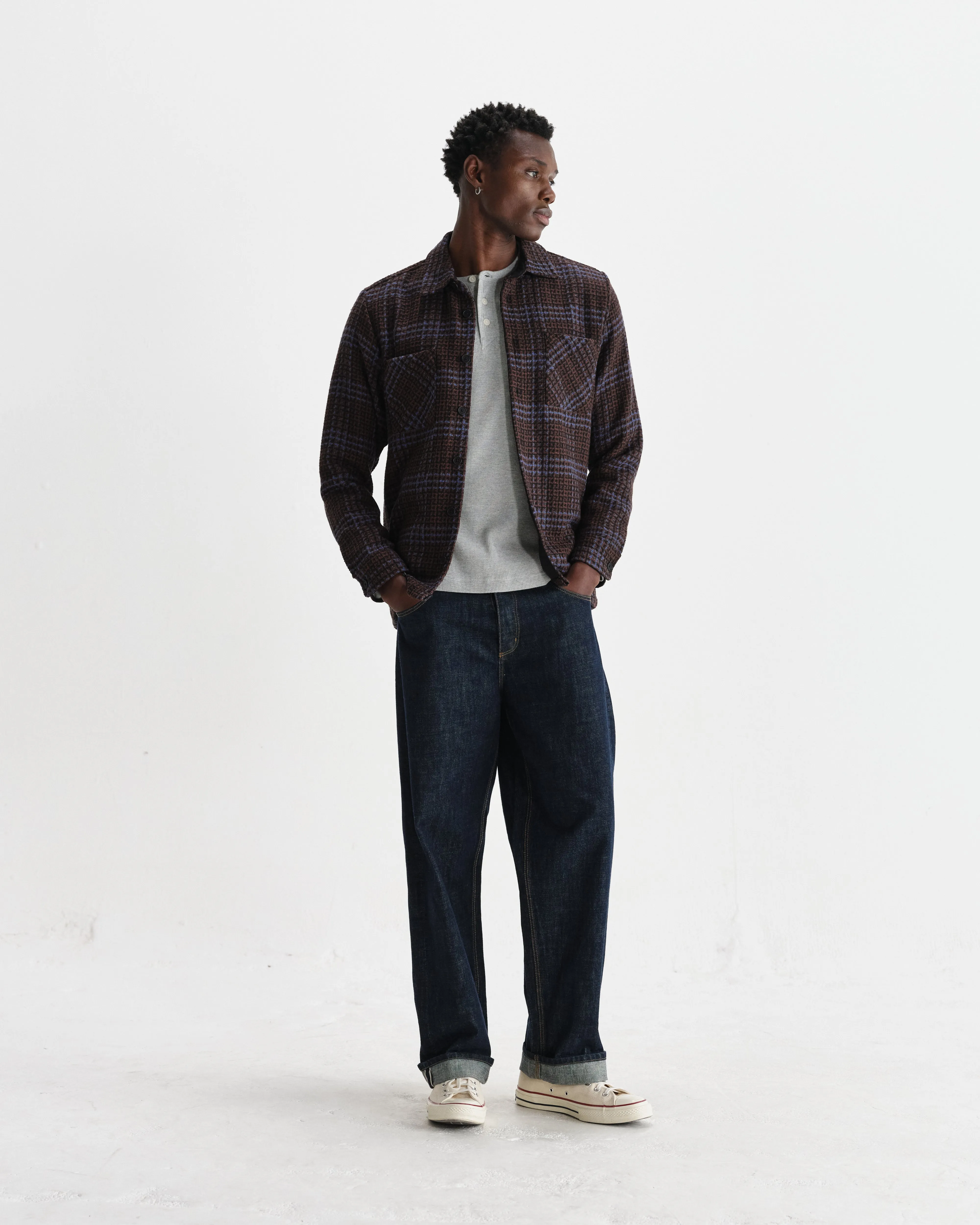 Whiting - Brown And Blue Skate Check Overshirt sold by Wax London product image thumbnail 4
