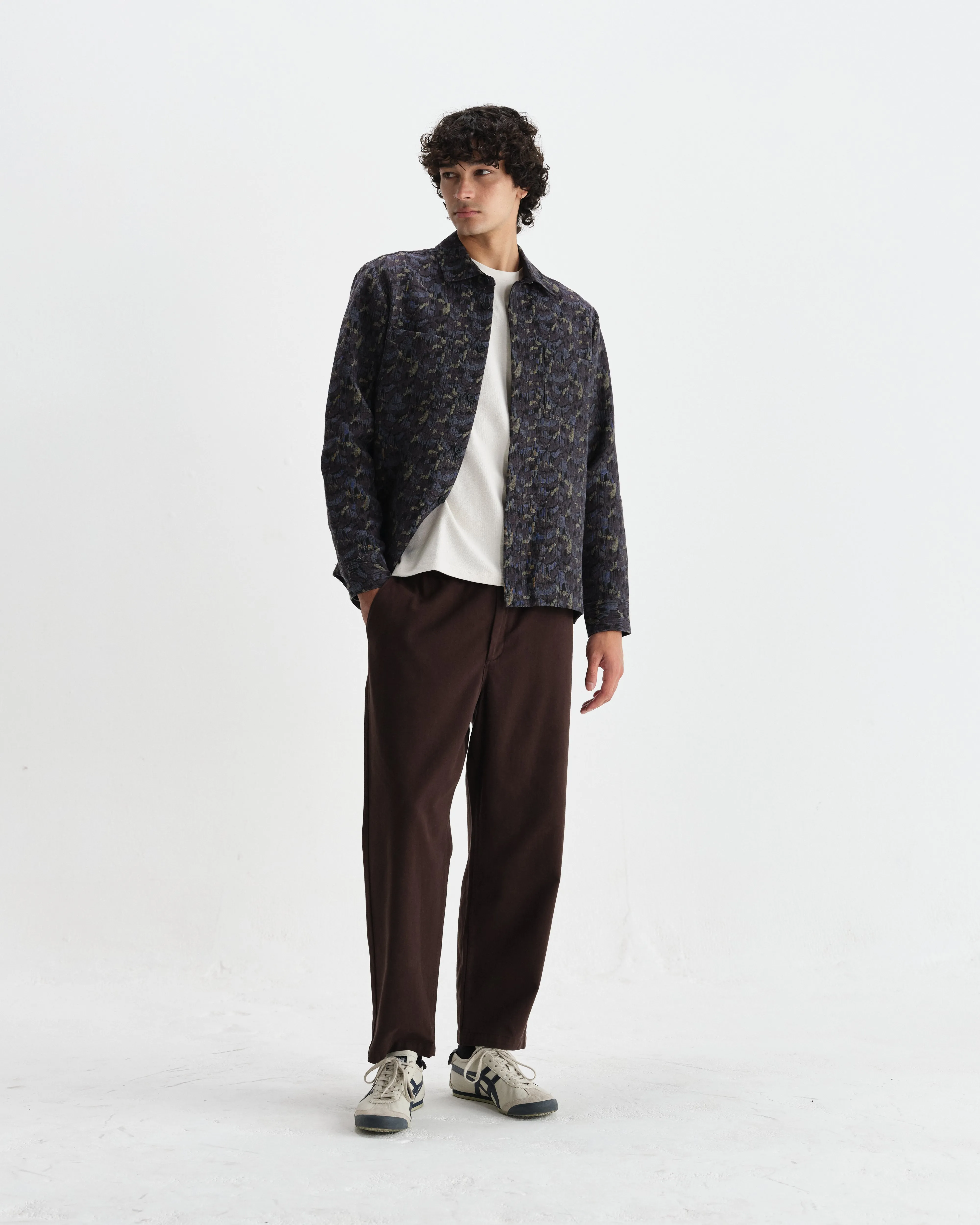 Whiting - Navy Camo Jacquard Overshirt sold by Wax London product image thumbnail 4