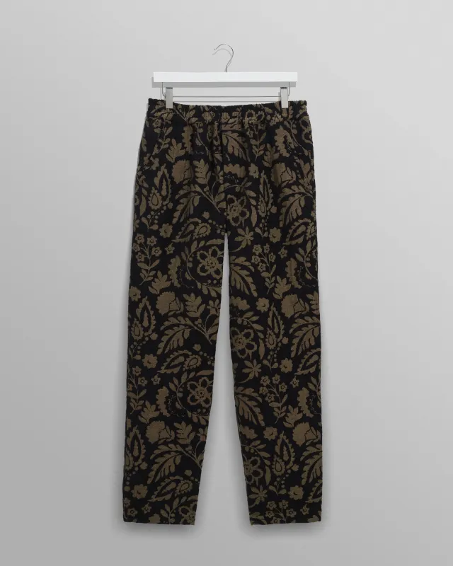 Tyne - Black And Khaki Chenille Jacquard Trousers sold by Wax London