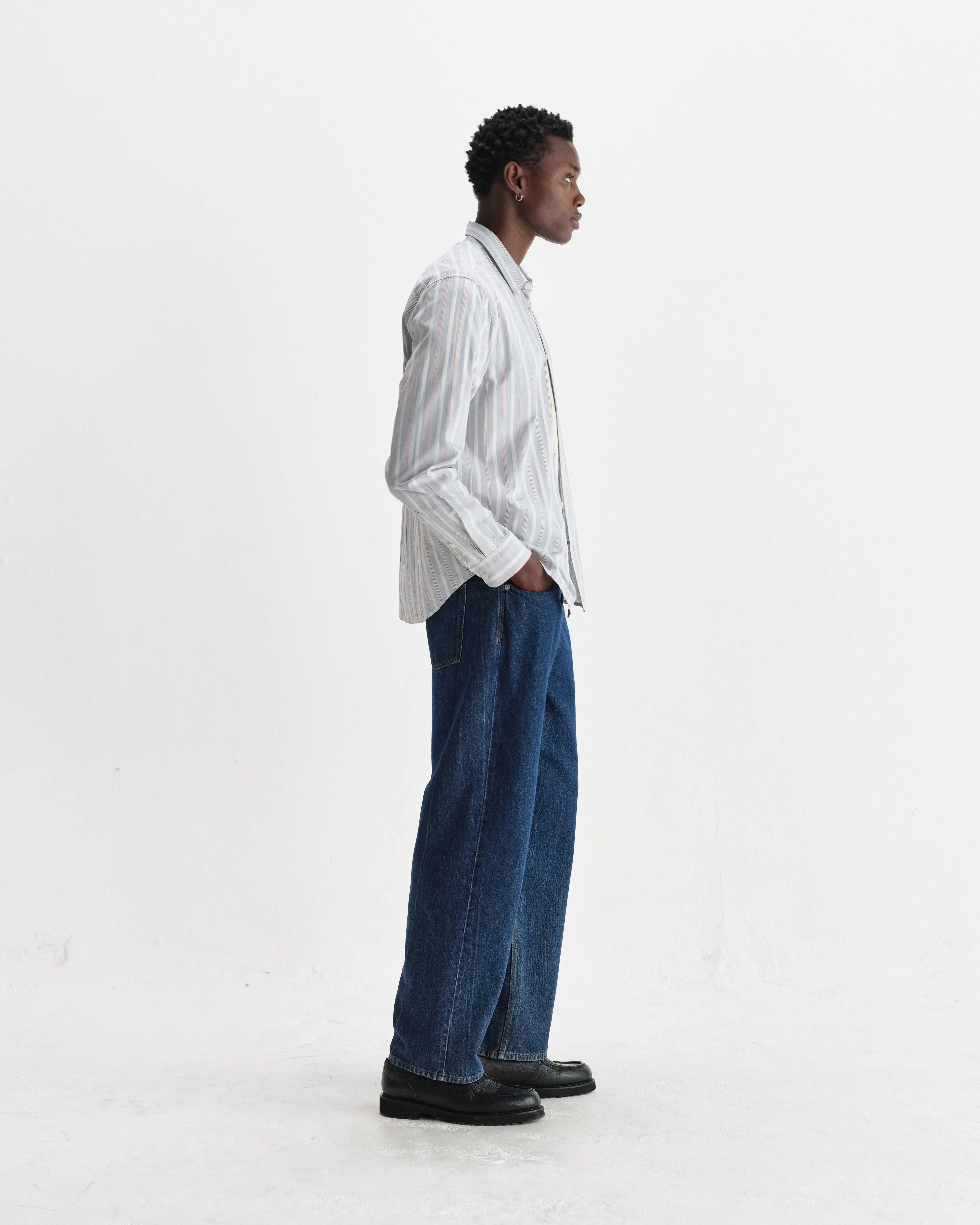 Shelly - Light Blue Dobby Stripe Cotton Shirt sold by Wax London product image thumbnail 5