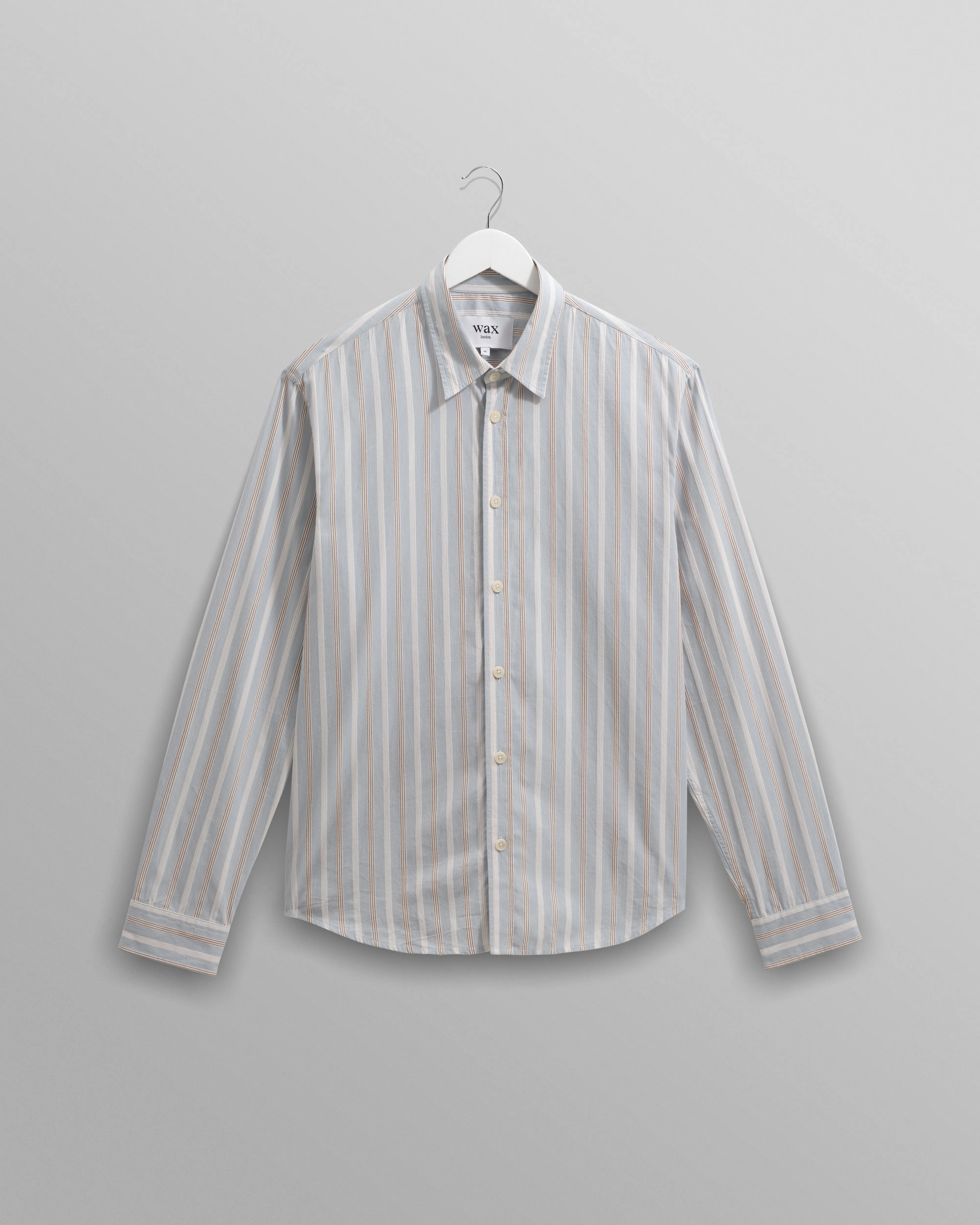Shelly - Light Blue Dobby Stripe Cotton Shirt sold by Wax London