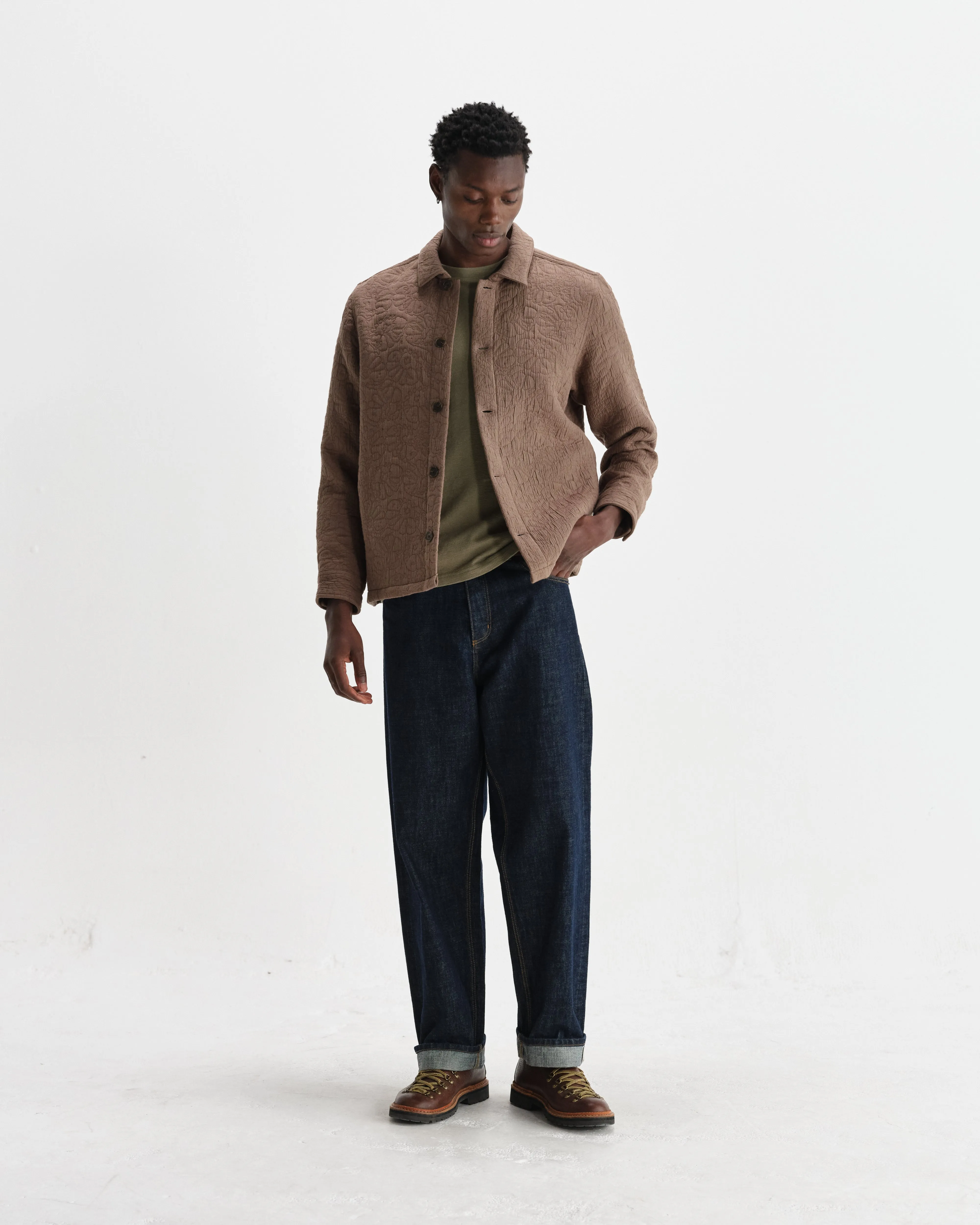Rockley - Brown Floral Quilted Cotton Overshirt sold by Wax London product image thumbnail 4