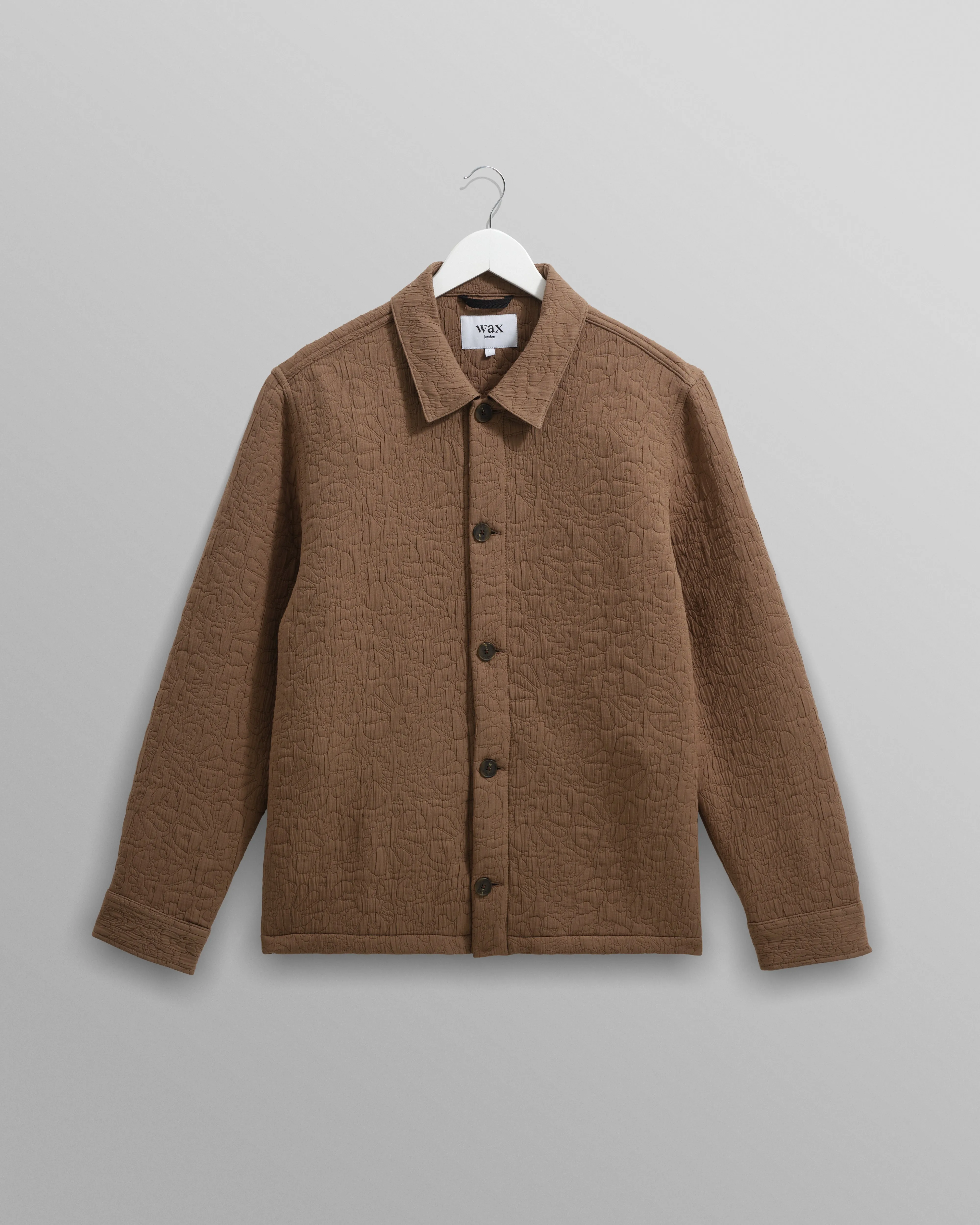 Rockley - Brown Floral Quilted Cotton Overshirt sold by Wax London