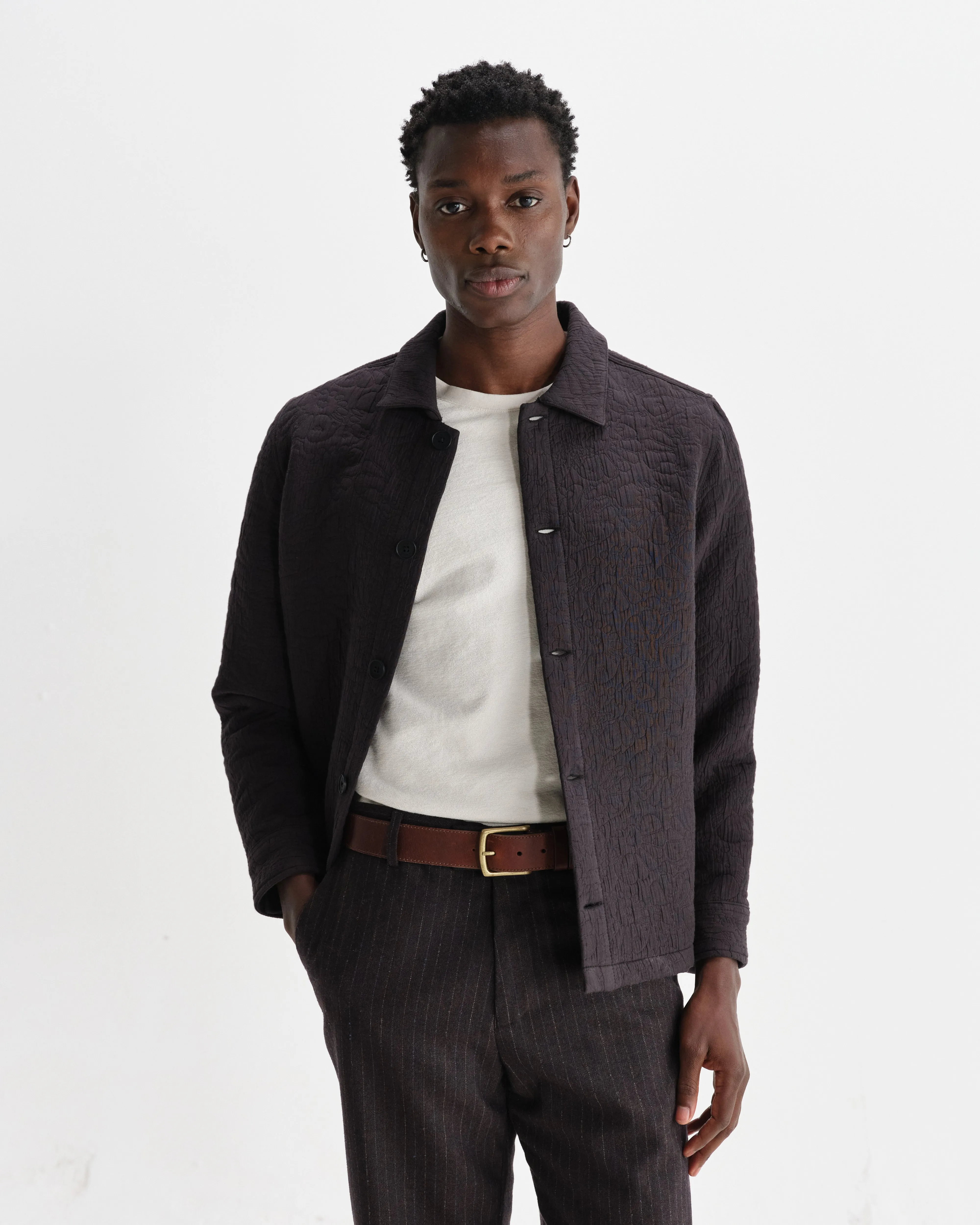 Rockley - Black Floral Quilted Cotton Overshirt sold by Wax London product image thumbnail 2