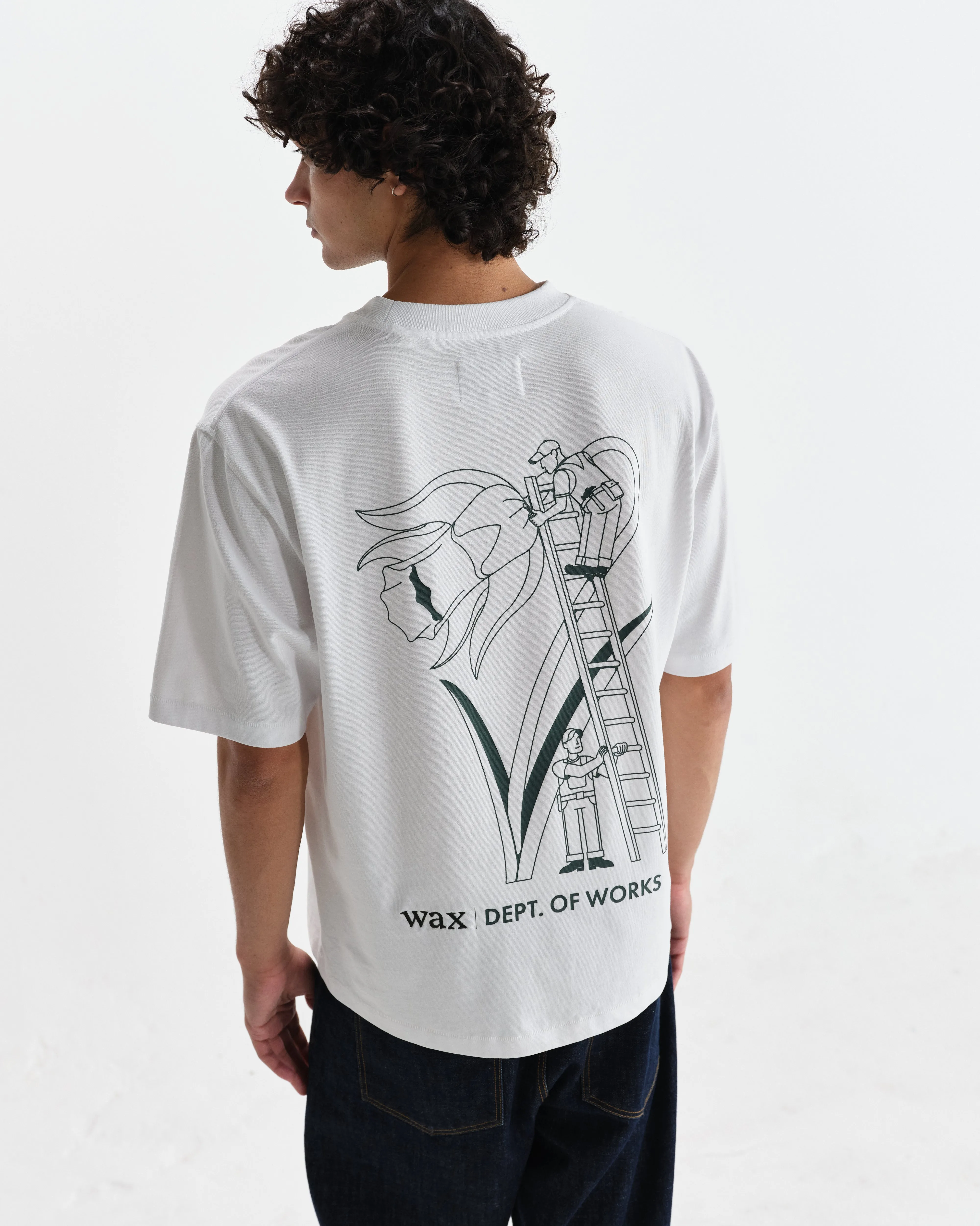 Milton - White Daffodil Graphic Organic Cotton T-Shirt sold by Wax London product image thumbnail 2