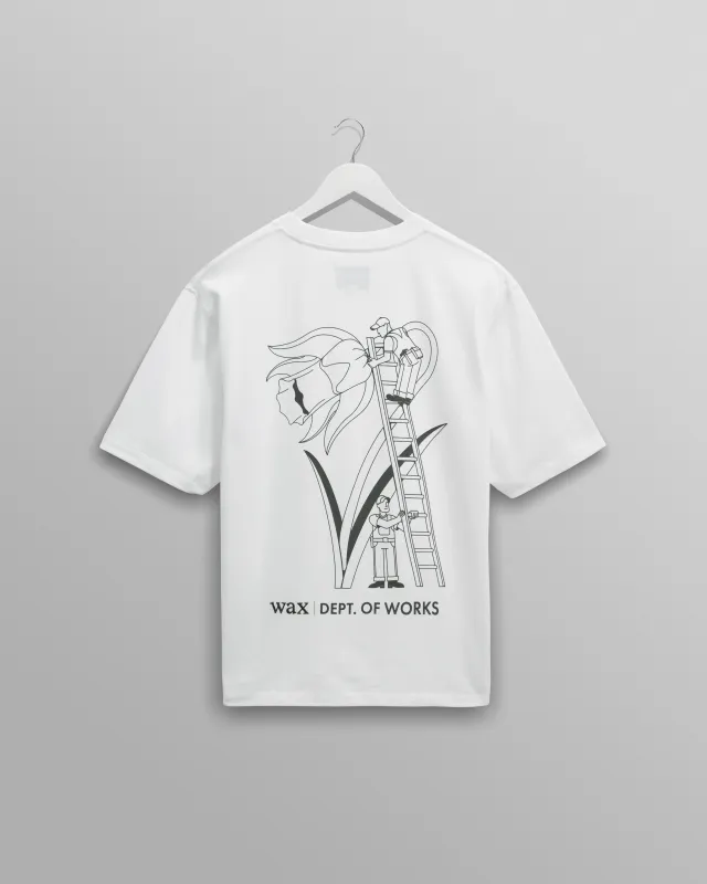 Milton - White Daffodil Graphic Organic Cotton T-Shirt sold by Wax London