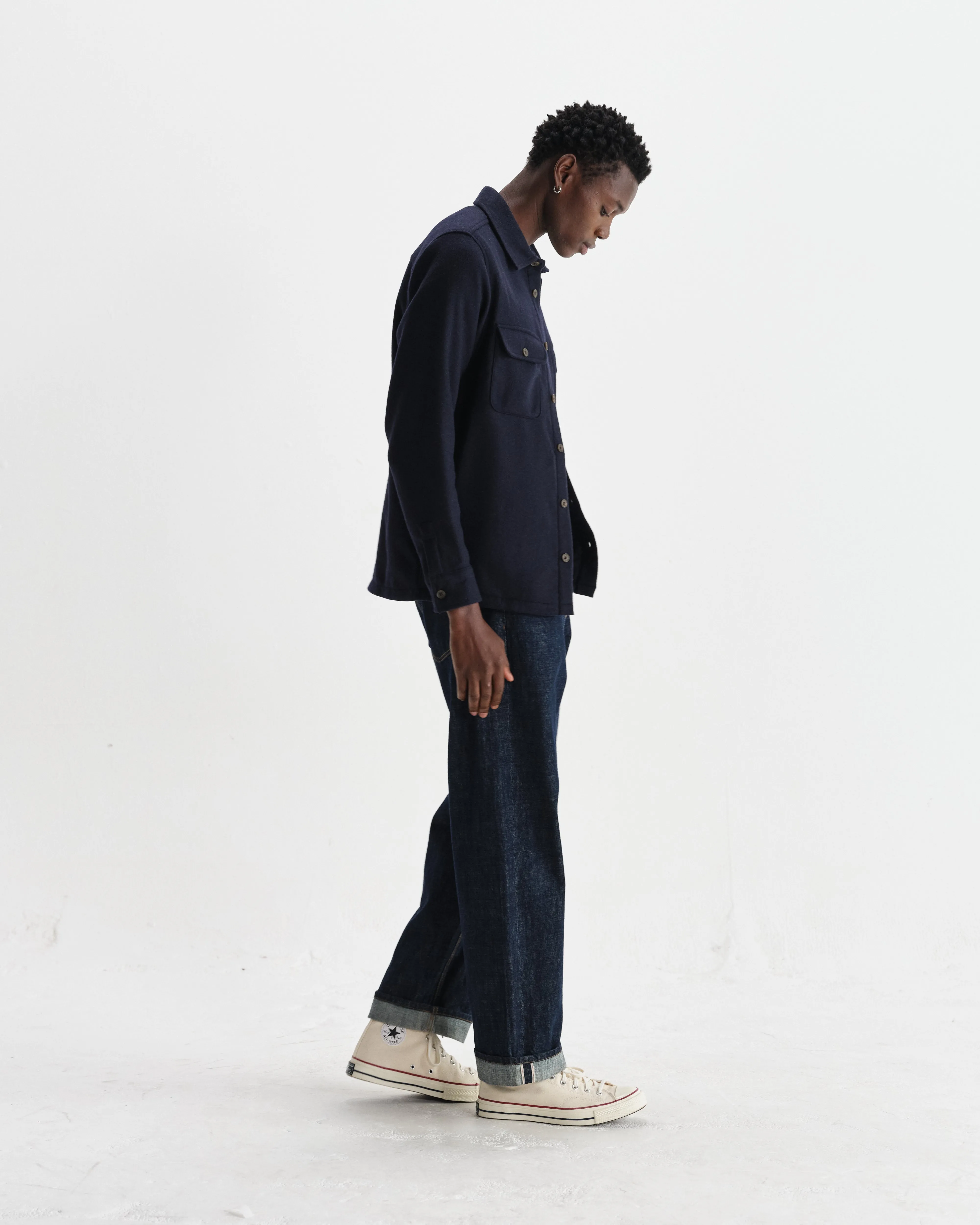 Lomond - Navy Heavy Wool Overshirt sold by Wax London product image thumbnail 5