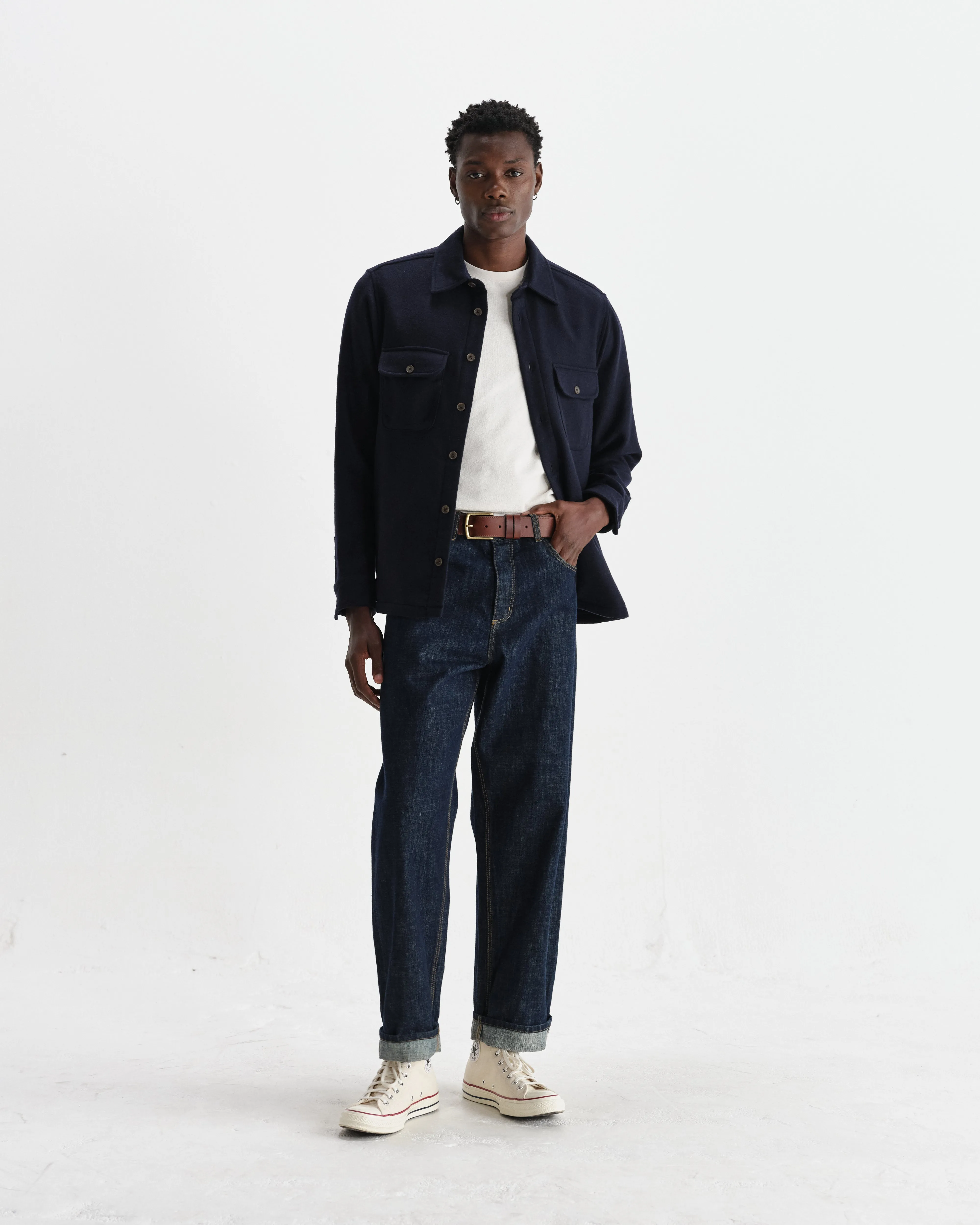 Lomond - Navy Heavy Wool Overshirt sold by Wax London product image thumbnail 4