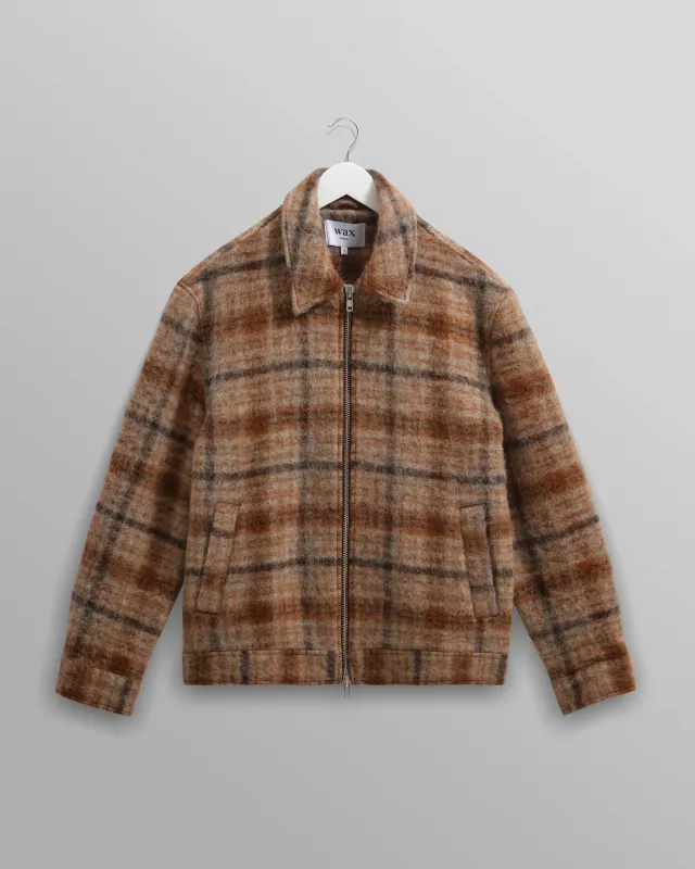 Heath - Natural And Tan Drawn Check Jacket sold by Wax London