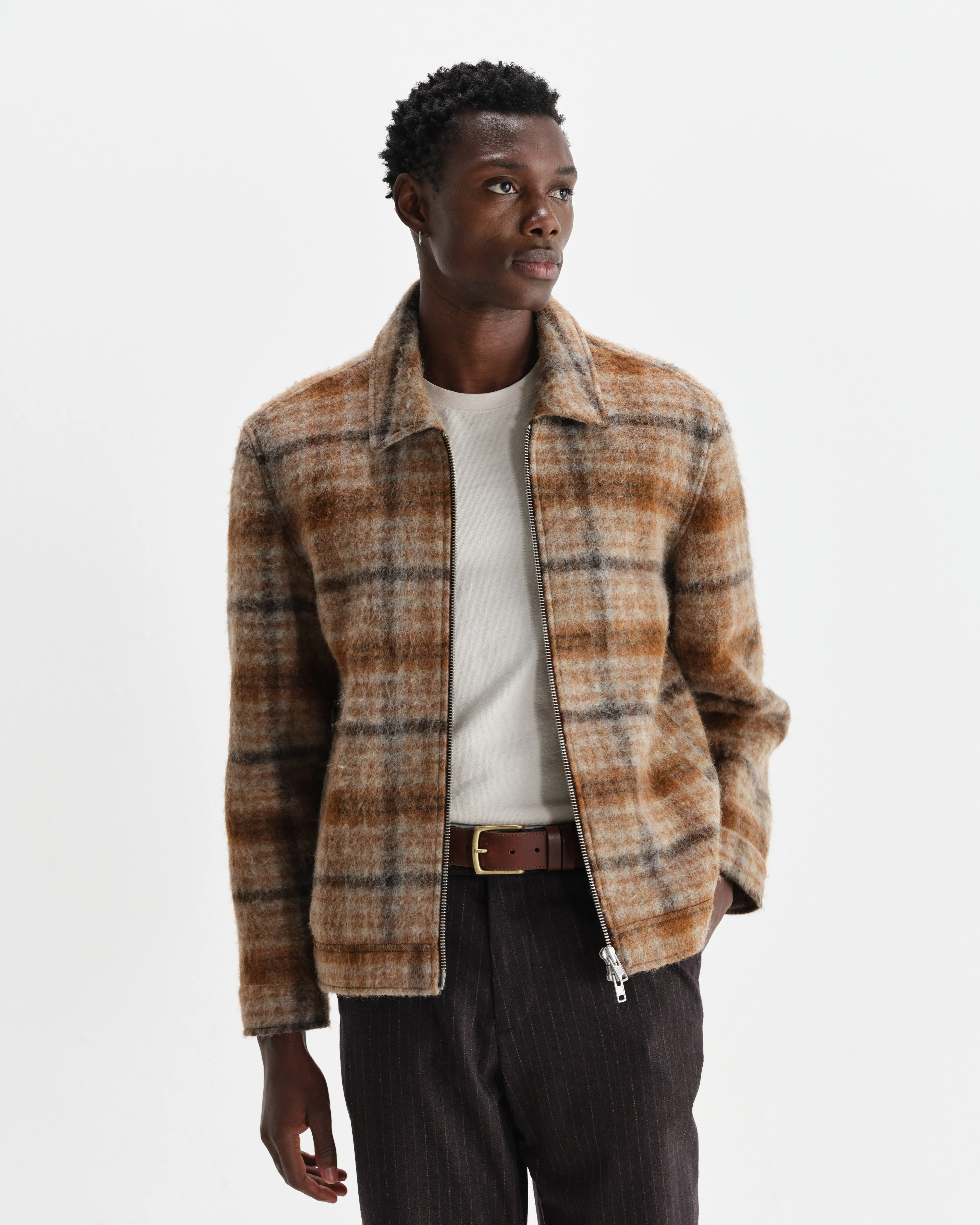 Heath - Natural And Tan Drawn Check Jacket sold by Wax London product image thumbnail 2
