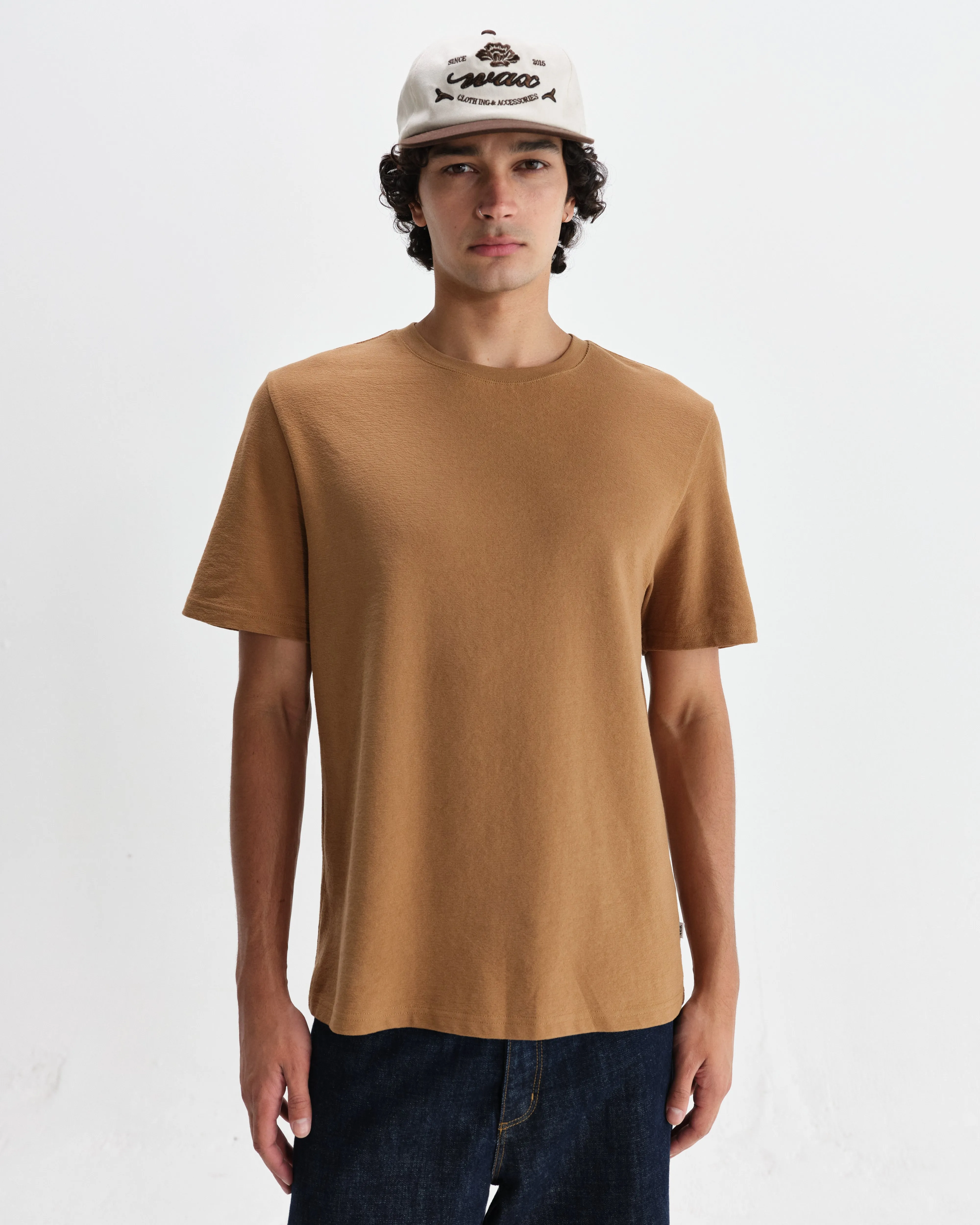 Dean - Tan Textured Organic Cotton T-Shirt sold by Wax London product image thumbnail 2