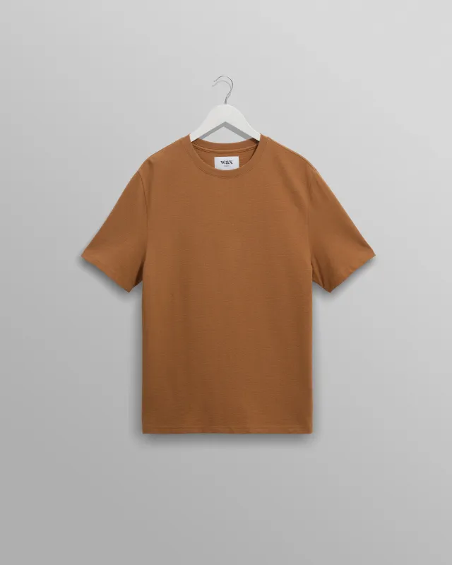 Dean - Tan Textured Organic Cotton T-Shirt sold by Wax London