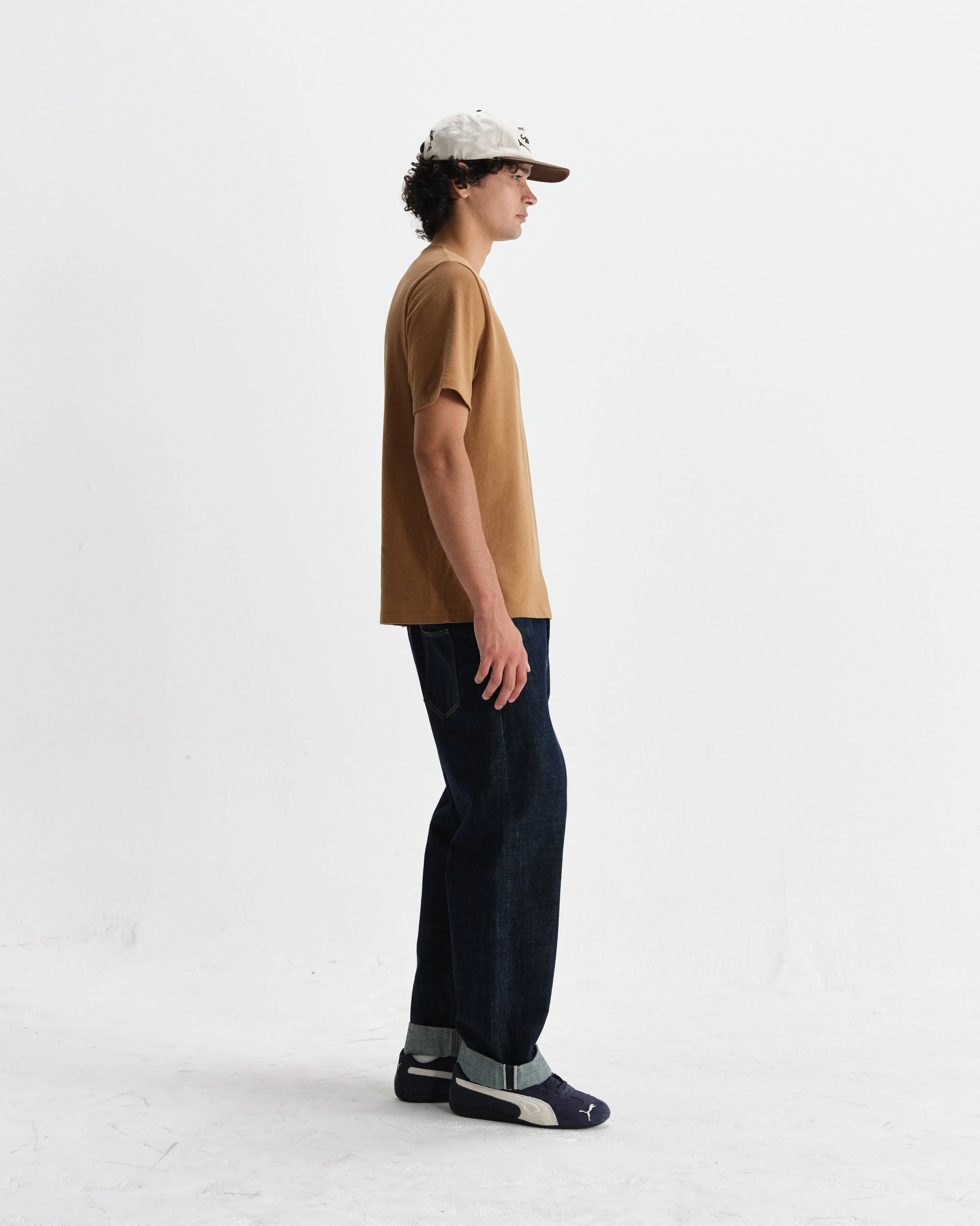 Dean - Tan Textured Organic Cotton T-Shirt sold by Wax London product image thumbnail 5