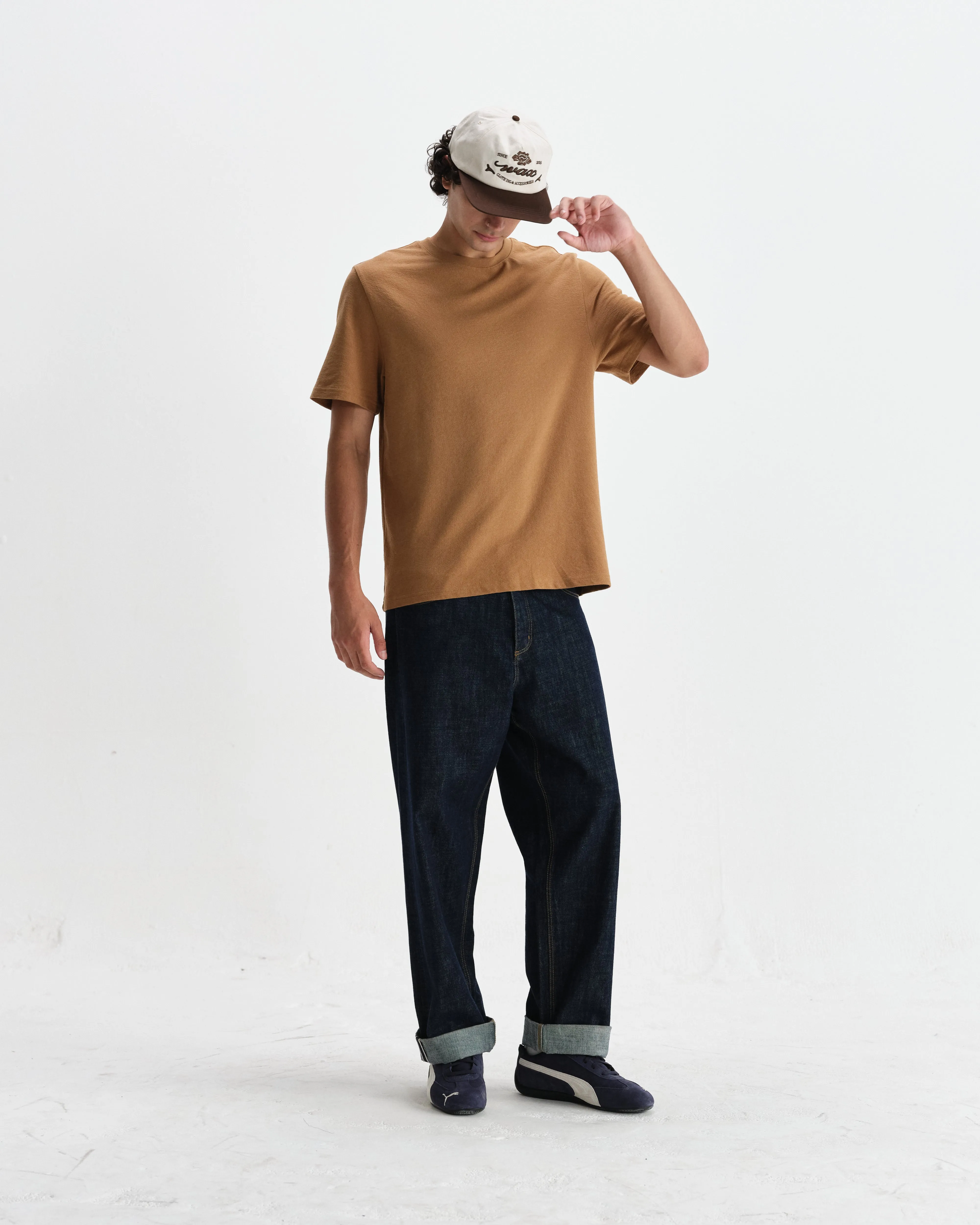 Dean - Tan Textured Organic Cotton T-Shirt sold by Wax London product image thumbnail 4