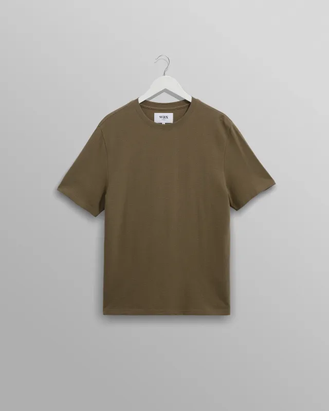 Dean - Dusty Brown Textured Organic Cotton T-Shirt sold by Wax London