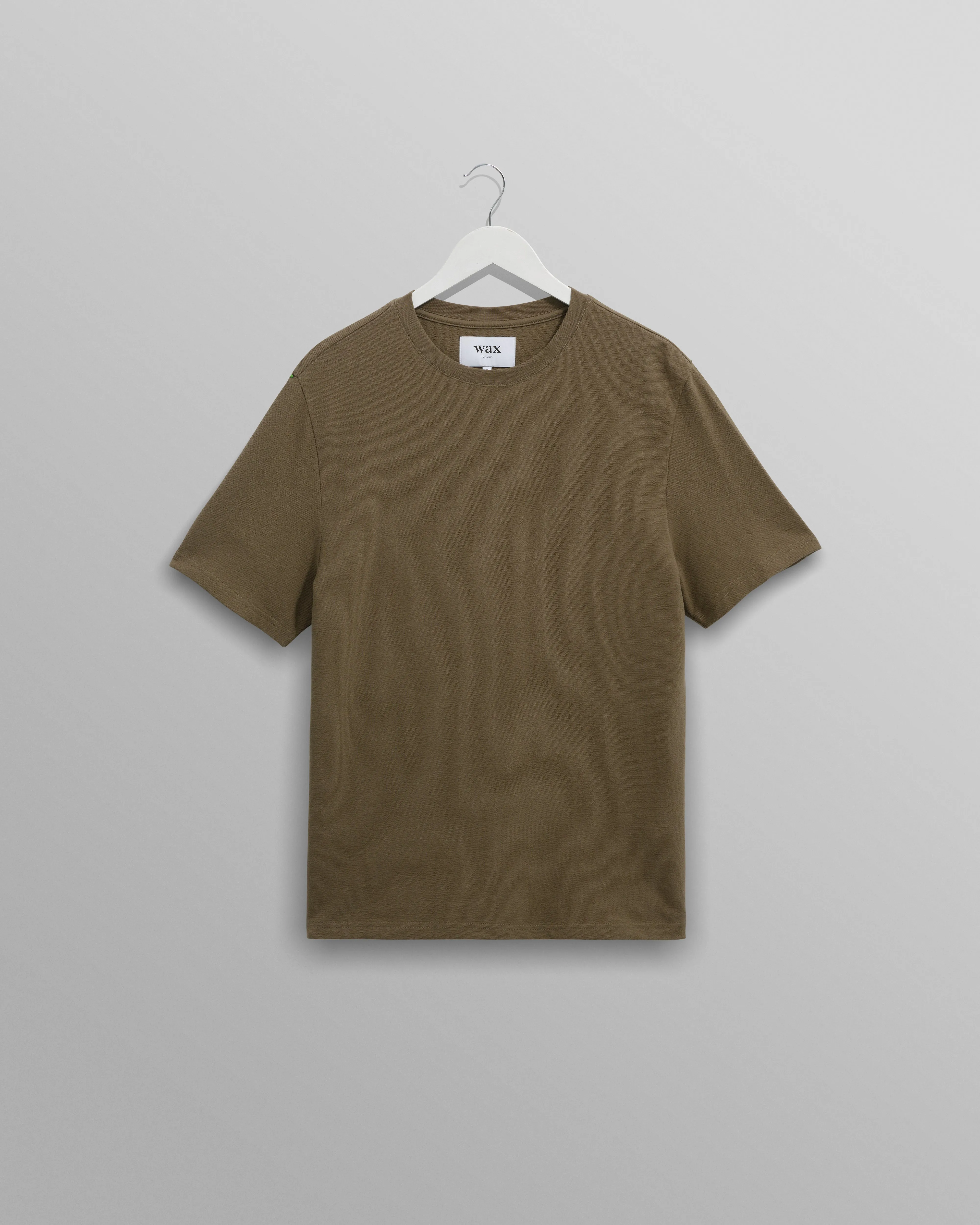 Dean - Dusty Brown Textured Organic Cotton T-Shirt sold by Wax London