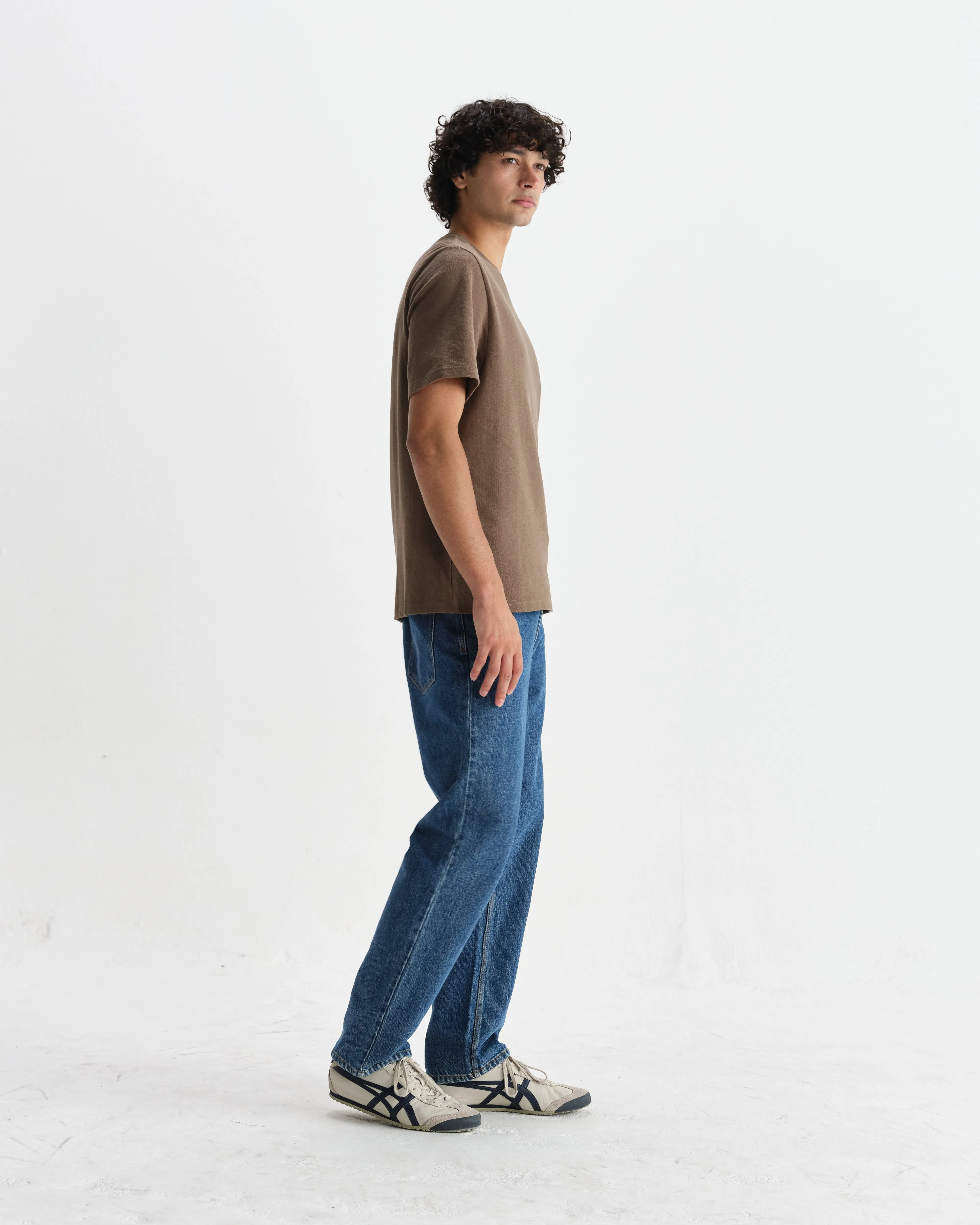 Dean - Dusty Brown Textured Organic Cotton T-Shirt sold by Wax London product image thumbnail 5