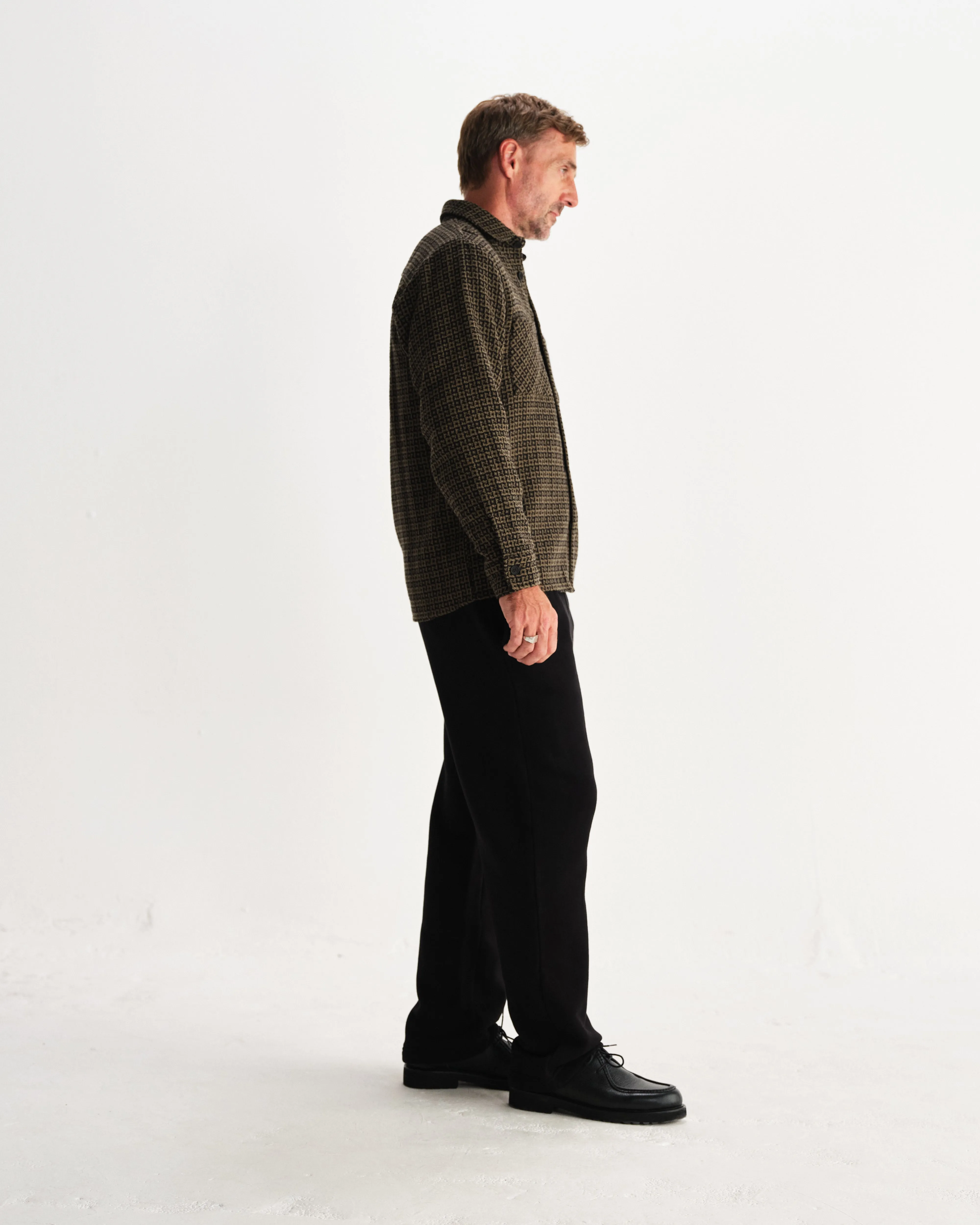 Whiting - Black And Khaki Dizzy Weave Overshirt sold by Wax London product image thumbnail 5