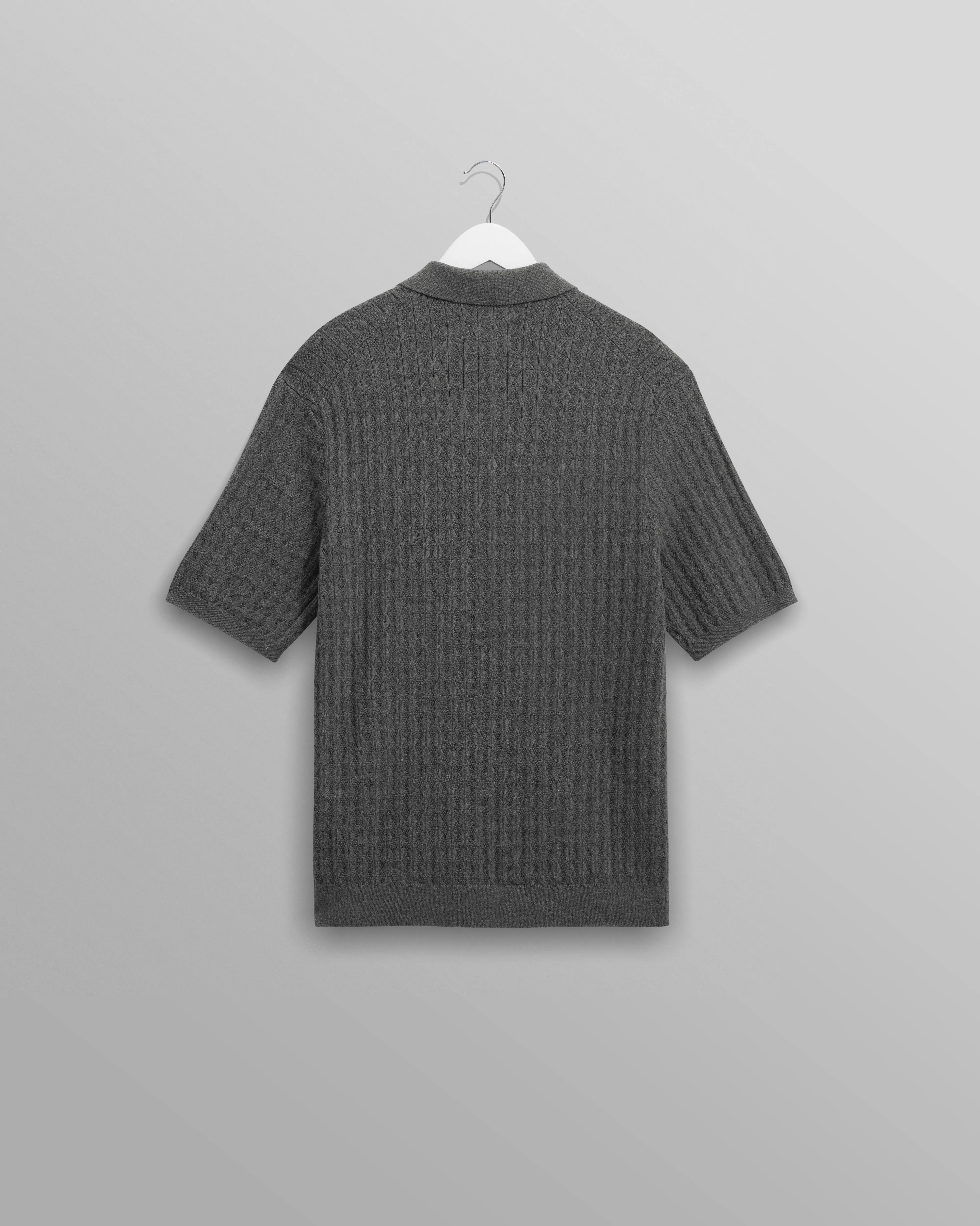 Naples - Grey Marl Diamond Stripe Knitted Polo sold by Wax London product image thumbnail 3