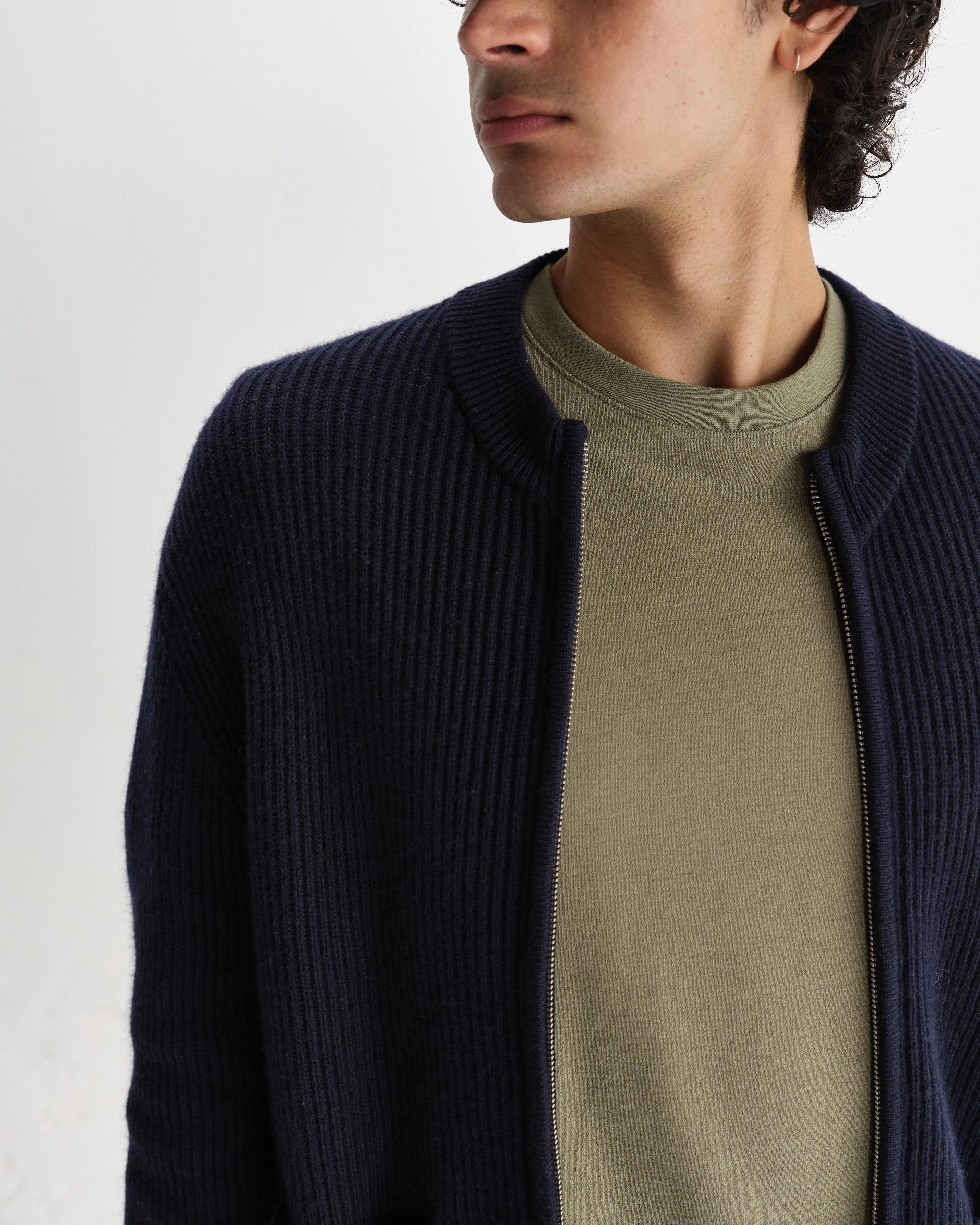 Lisford - Navy Stitch Zip Cardigan sold by Wax London product image thumbnail 3