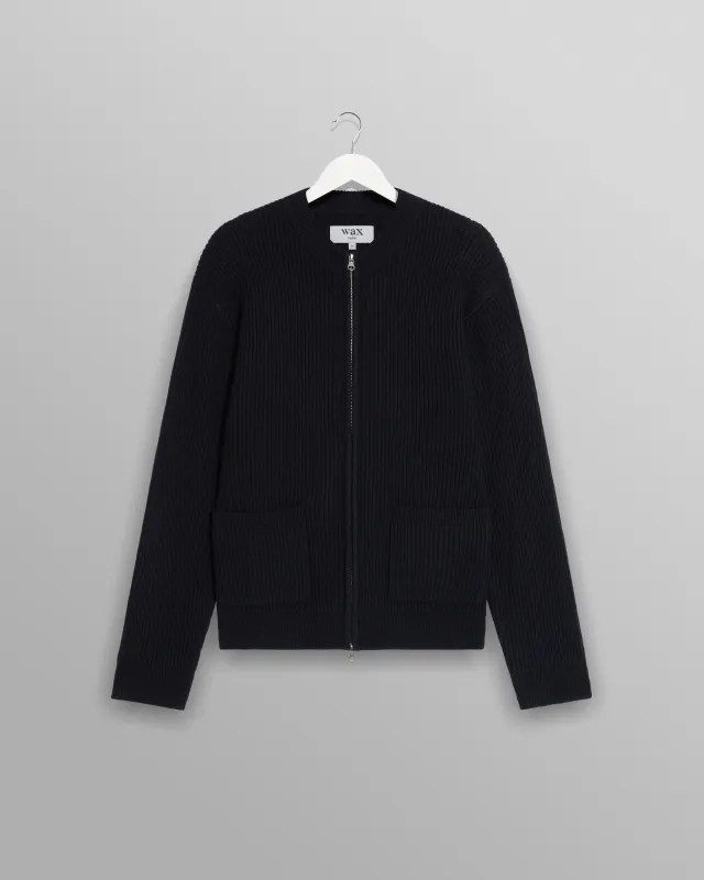 Lisford - Navy Stitch Zip Cardigan sold by Wax London