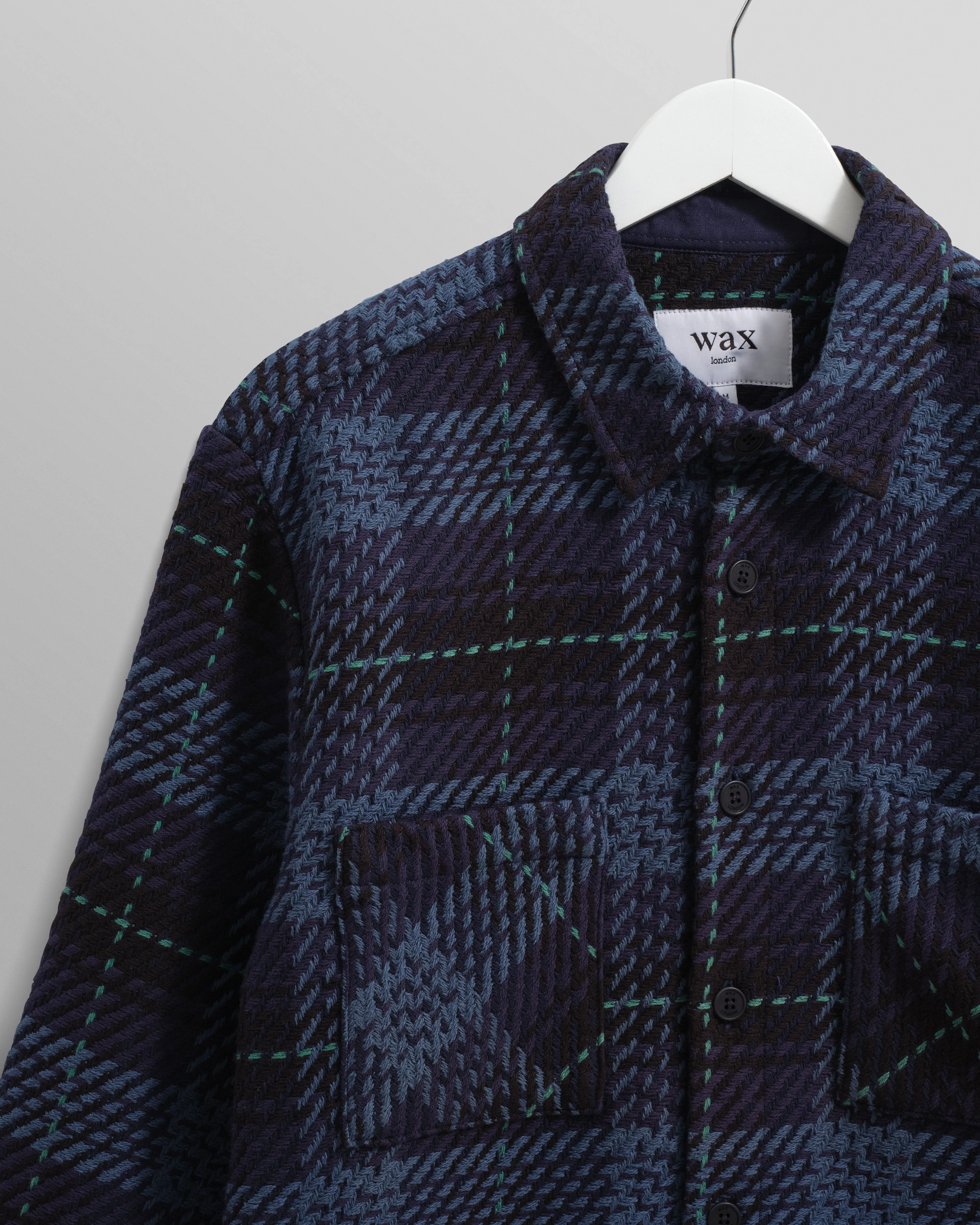 Whiting - Black And Navy Tartan Check Overshirt sold by Wax London product image thumbnail 2