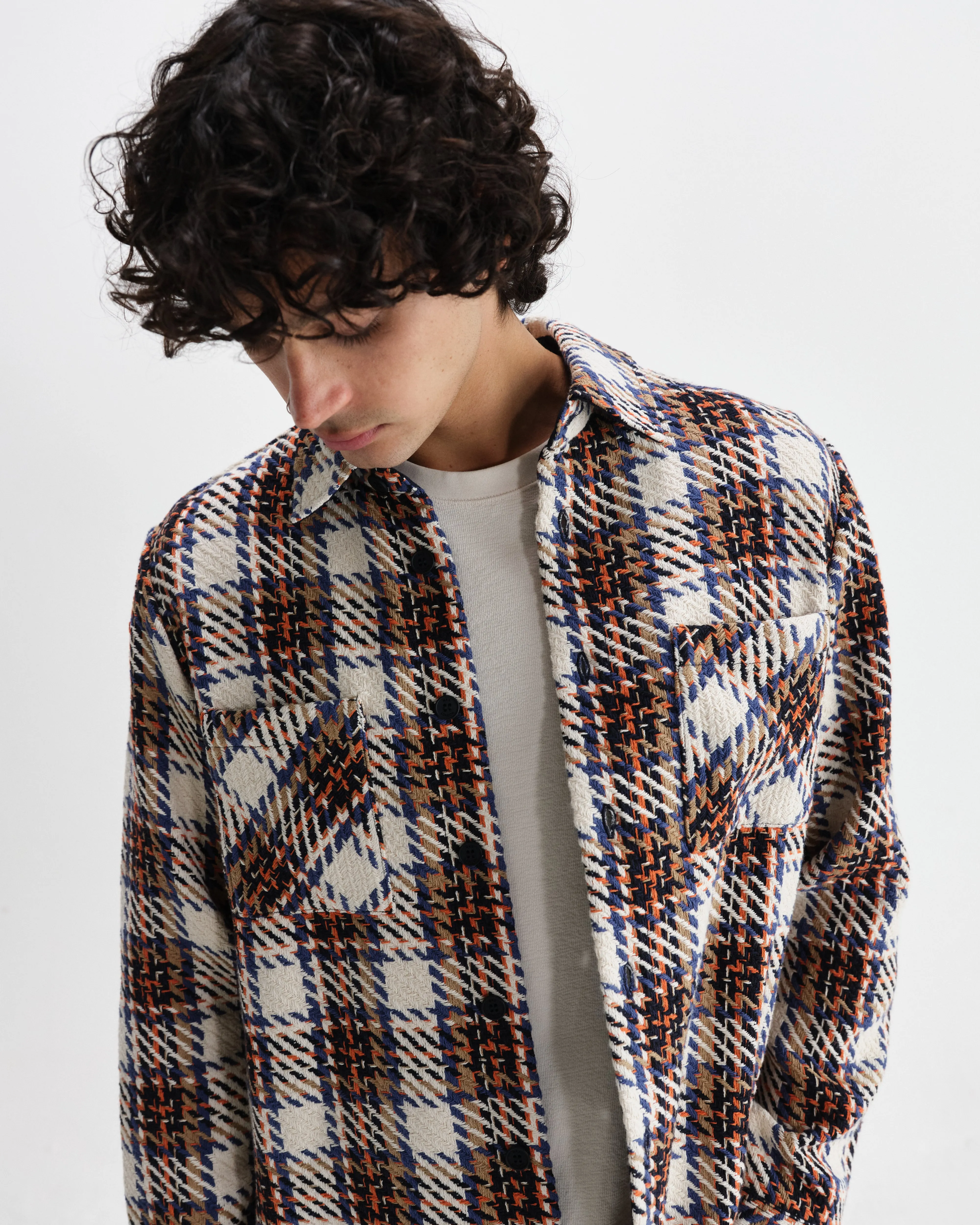 Whiting - Ecru And Multicolour Zoar Check Overshirt sold by Wax London product image thumbnail 3