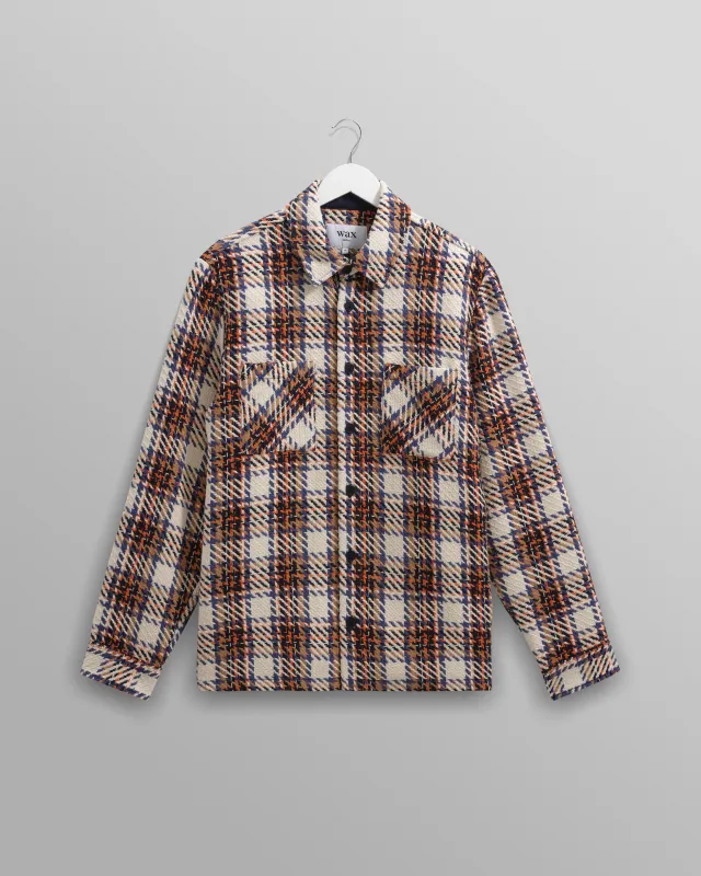 Whiting - Ecru And Multicolour Zoar Check Overshirt sold by Wax London