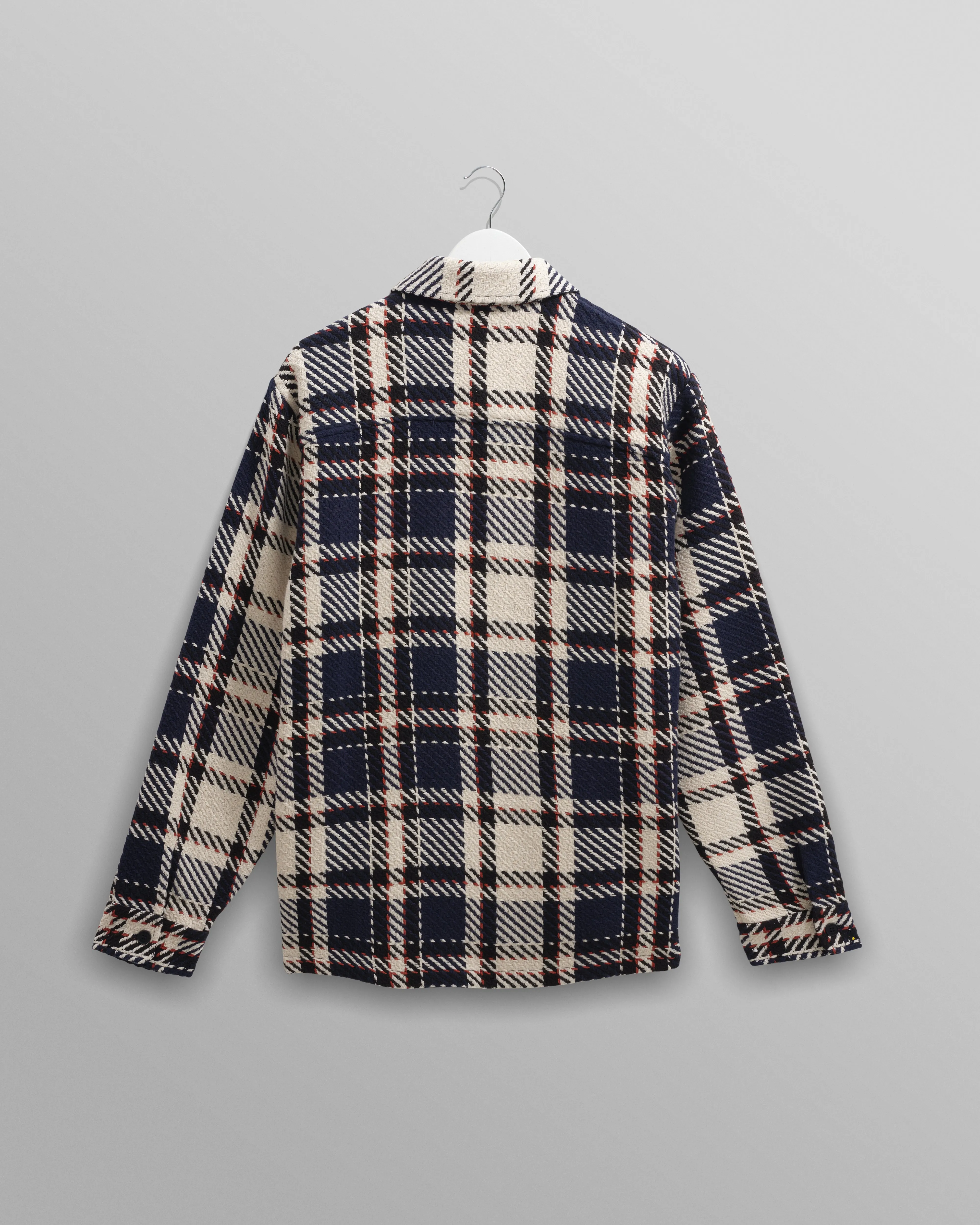 Whiting - Navy And Ecru South Check Overshirt sold by Wax London product image thumbnail 3