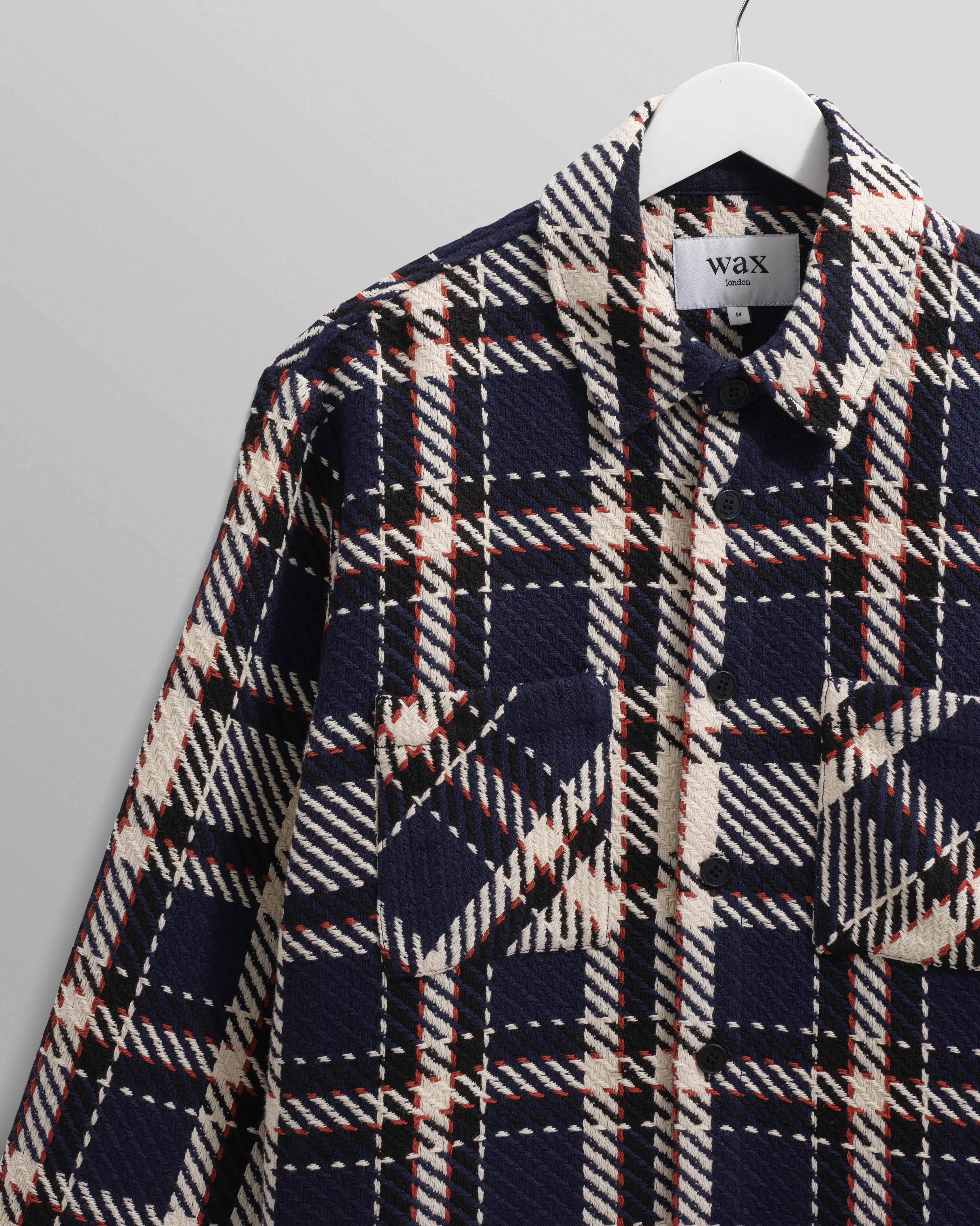 Whiting - Navy And Ecru South Check Overshirt sold by Wax London product image thumbnail 2