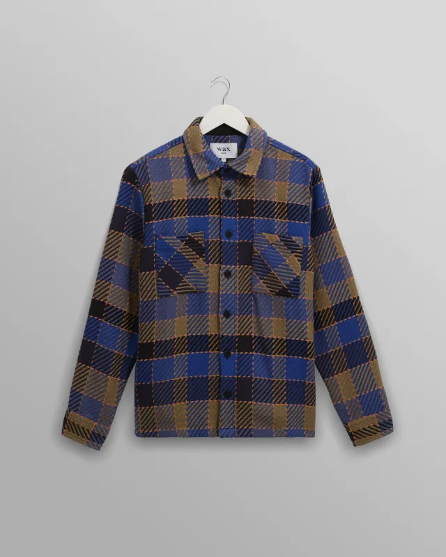 Whiting - Blue And Khaki Pike Check Overshirt sold by Wax London