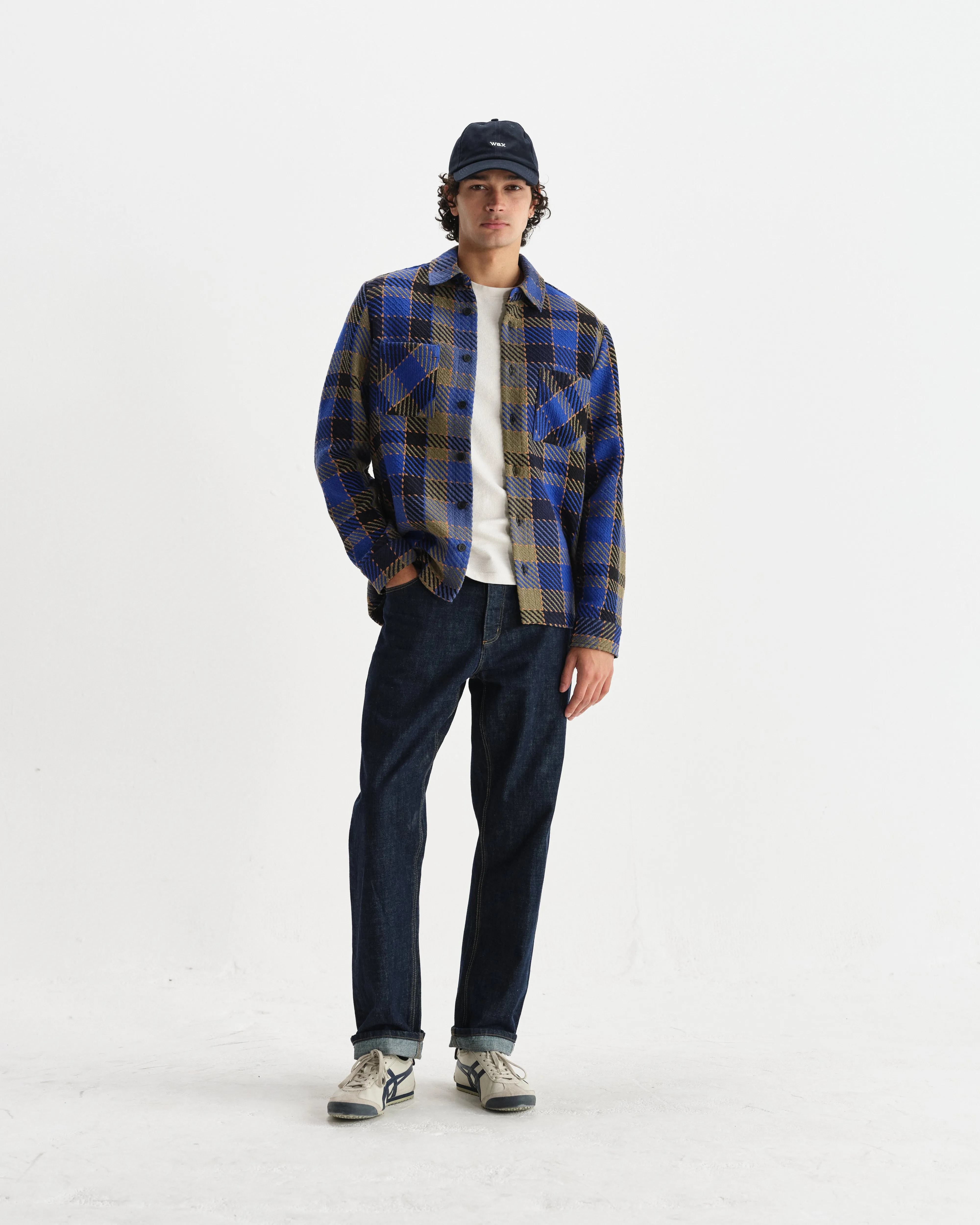 Whiting - Blue And Khaki Pike Check Overshirt sold by Wax London product image thumbnail 4