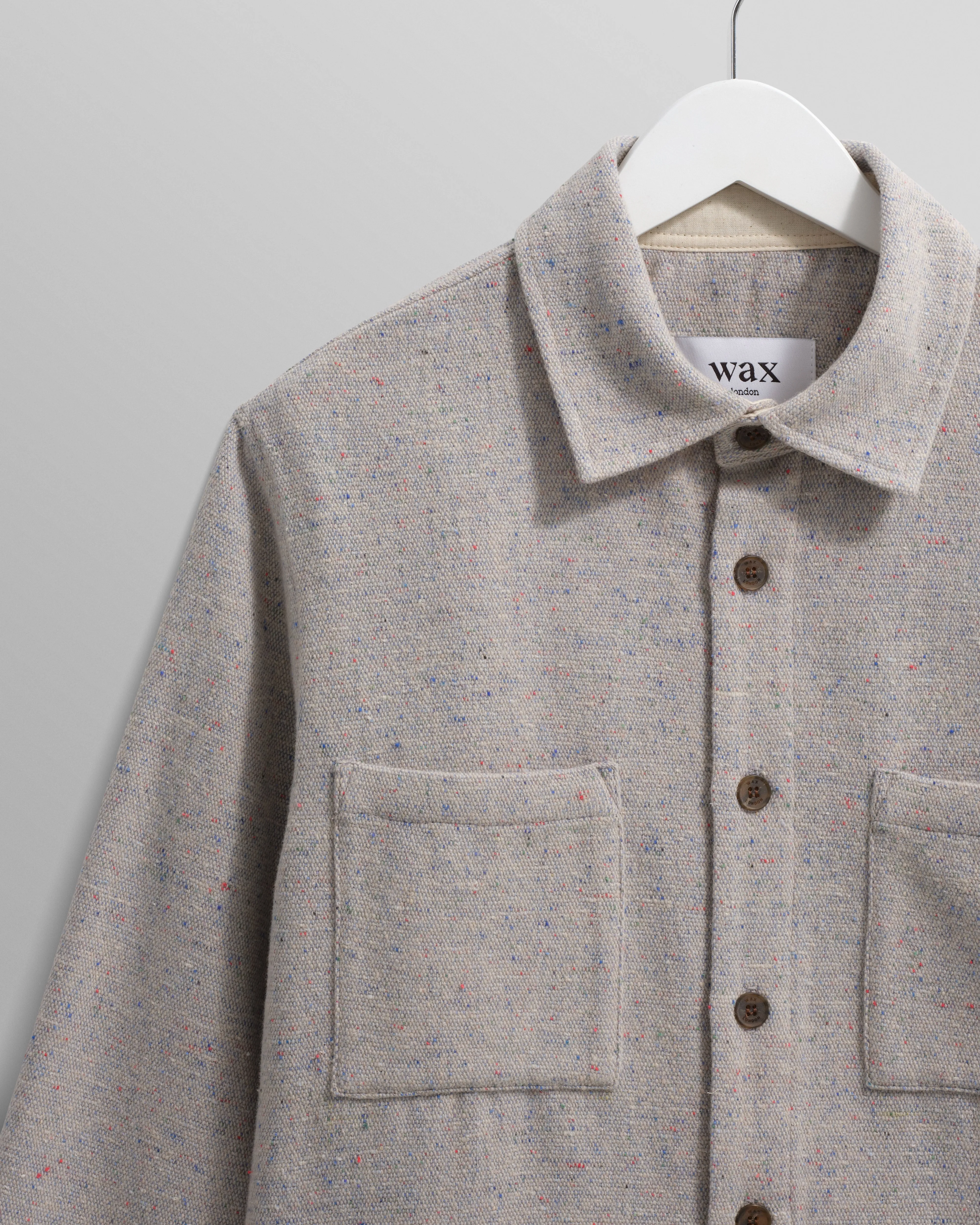 Whiting - Blue Fleck Wool Overshirt sold by Wax London product image thumbnail 2