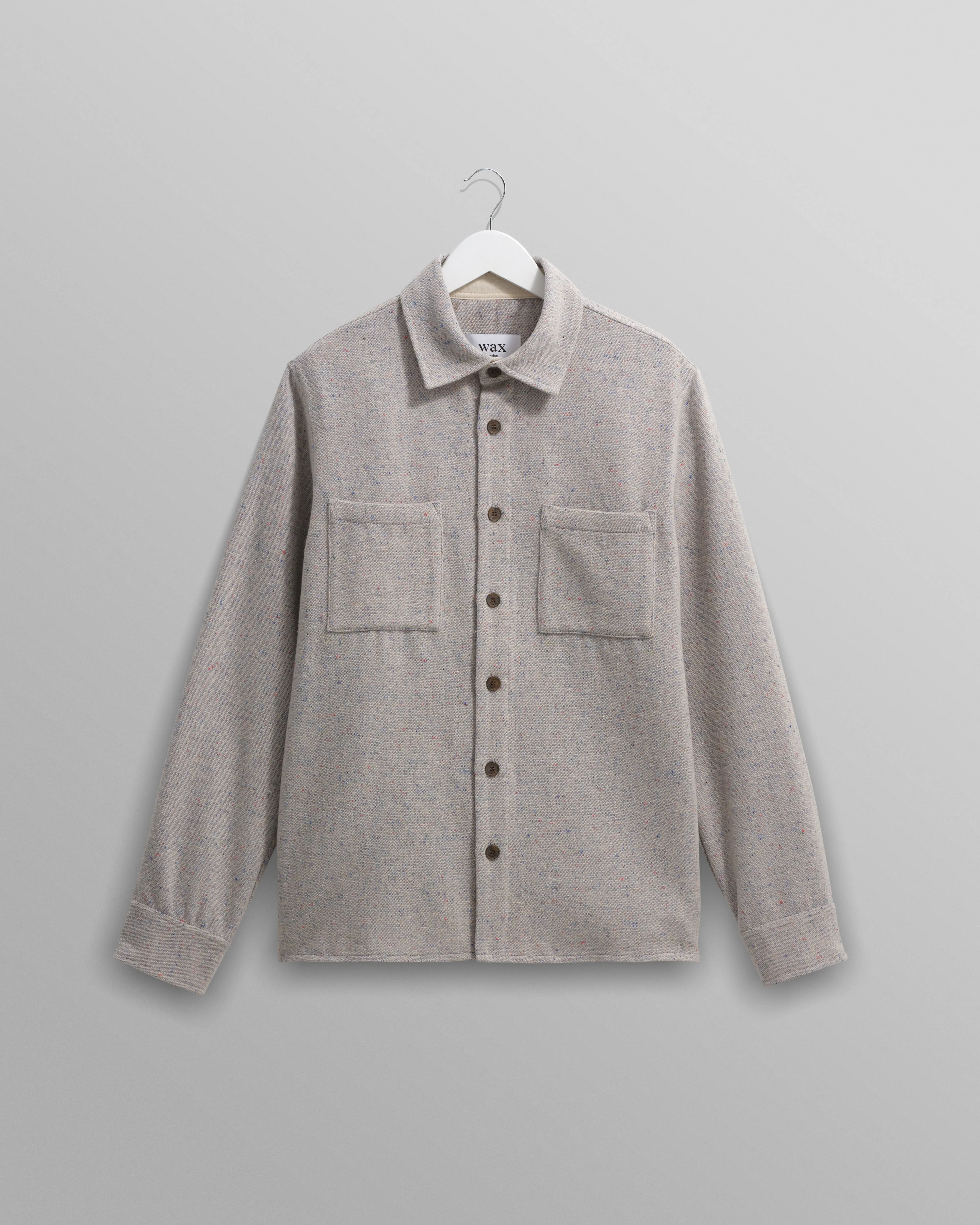 Whiting - Blue Fleck Wool Overshirt sold by Wax London