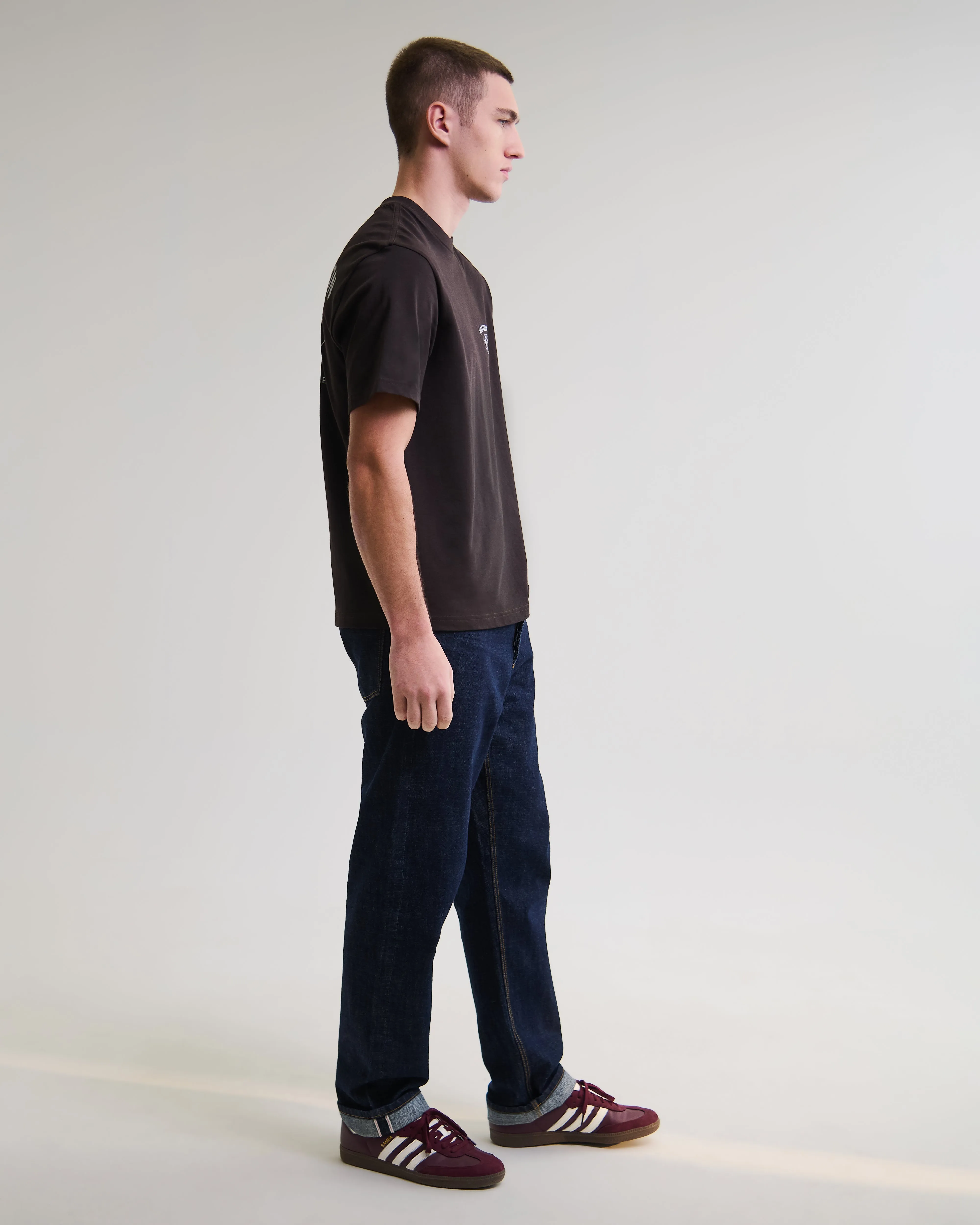 Dean - Brown And Off-White Globe Graphic Cotton T-Shirt sold by Wax London product image thumbnail 5