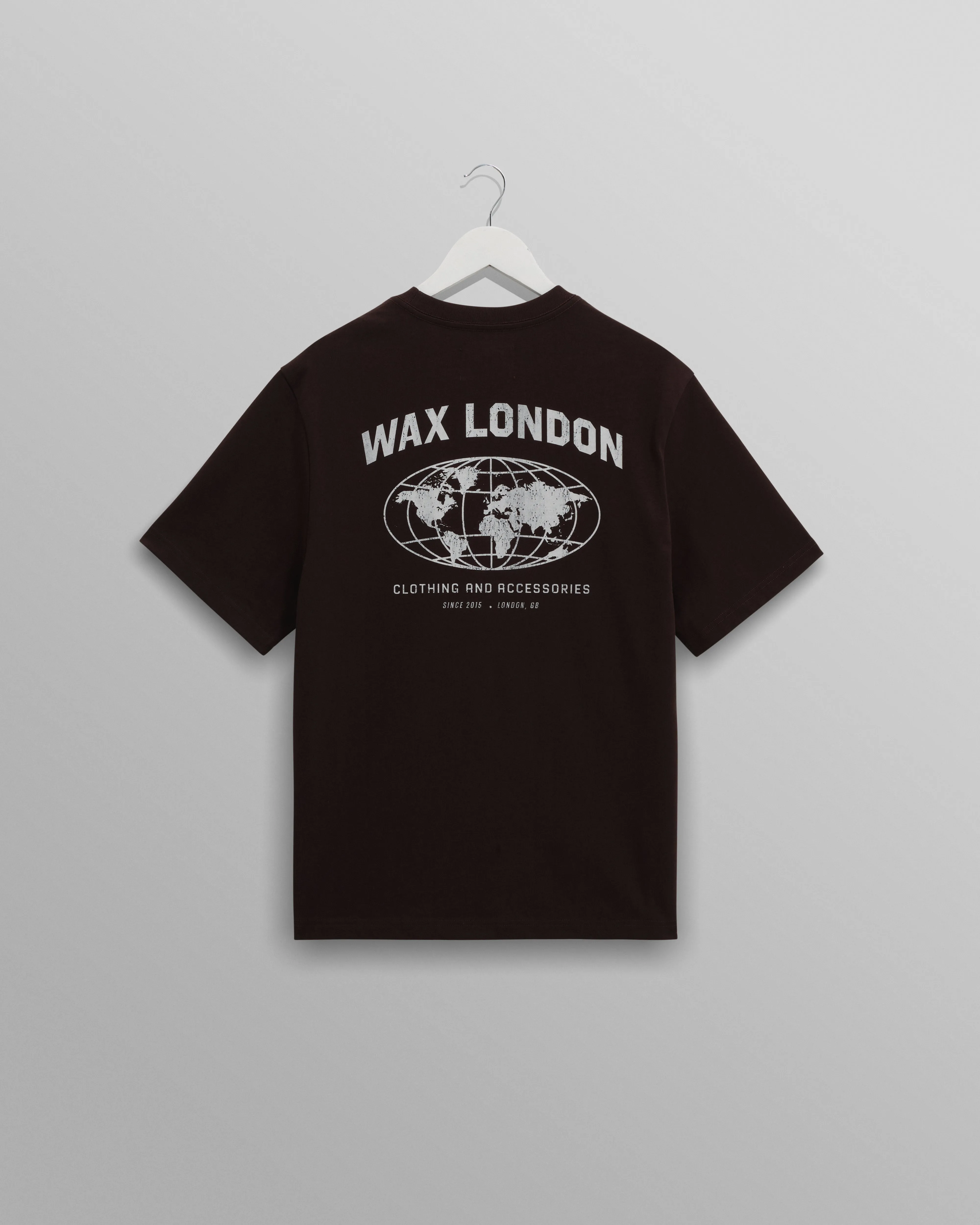 Dean - Brown And Off-White Globe Graphic Cotton T-Shirt sold by Wax London
