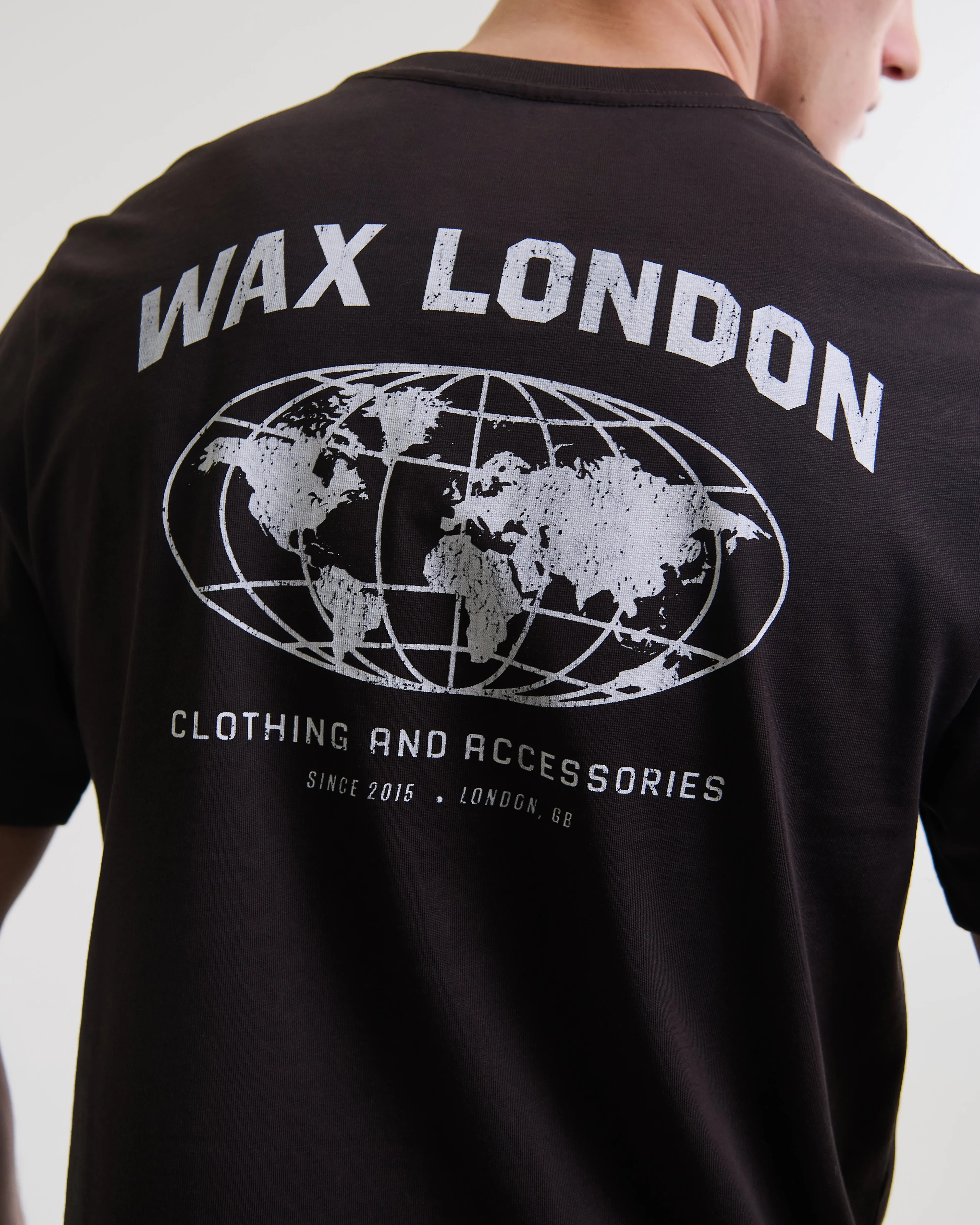 Dean - Brown And Off-White Globe Graphic Cotton T-Shirt sold by Wax London product image thumbnail 2