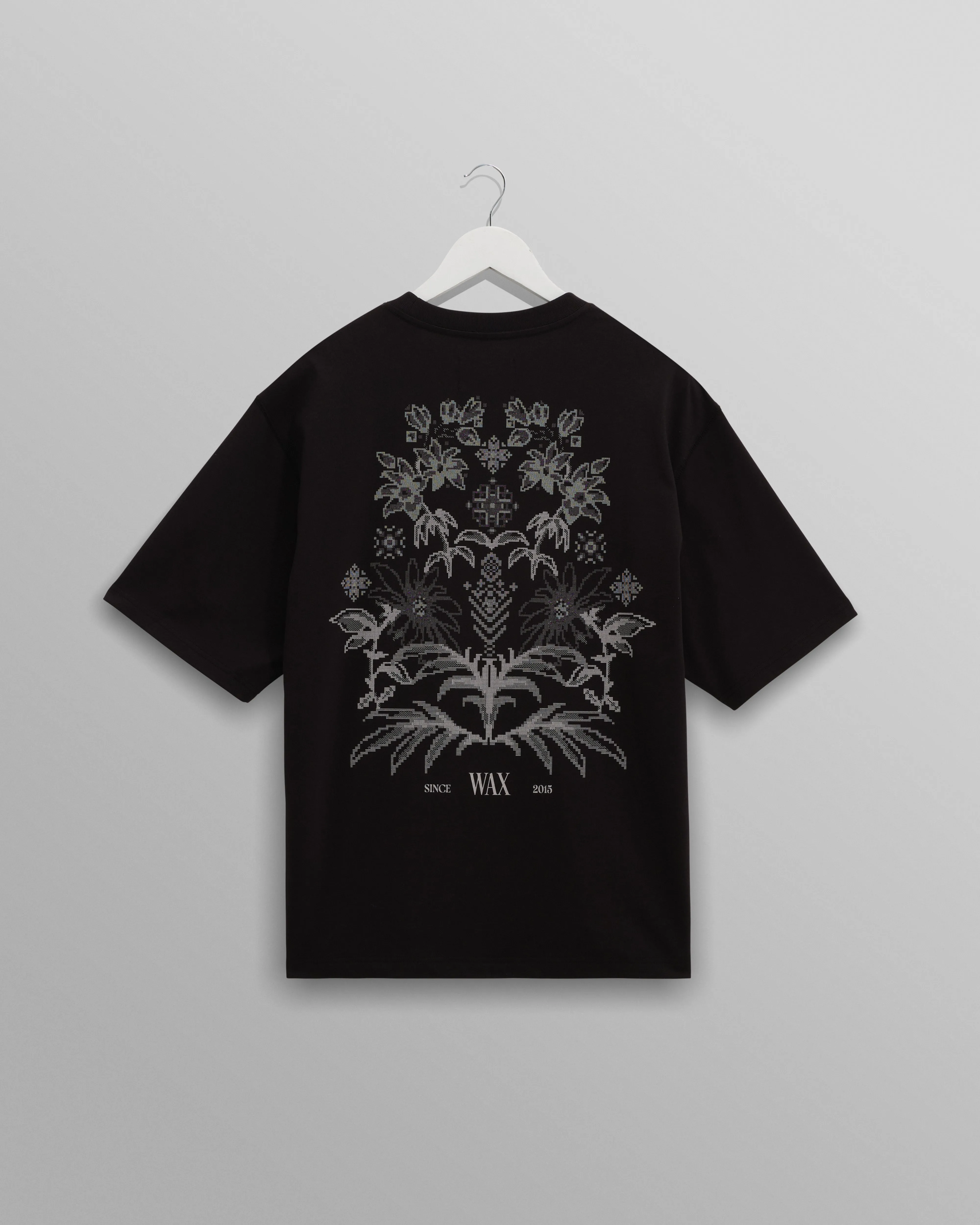 Milton - Black And Beige Botanical Graphic Cotton T-Shirt sold by Wax London