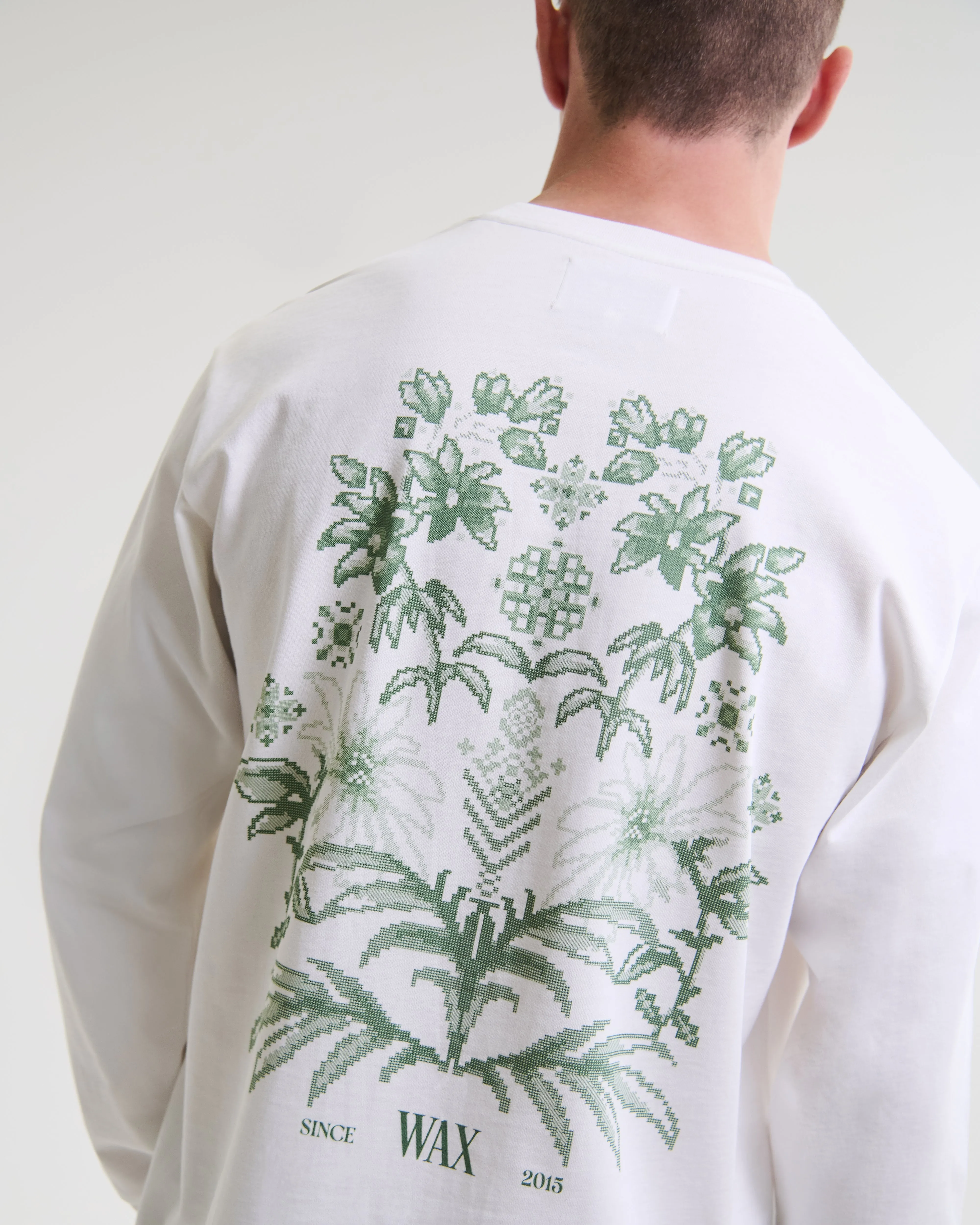 Hayden - White And Green Botanical Graphic Cotton T-Shirt sold by Wax London product image thumbnail 2